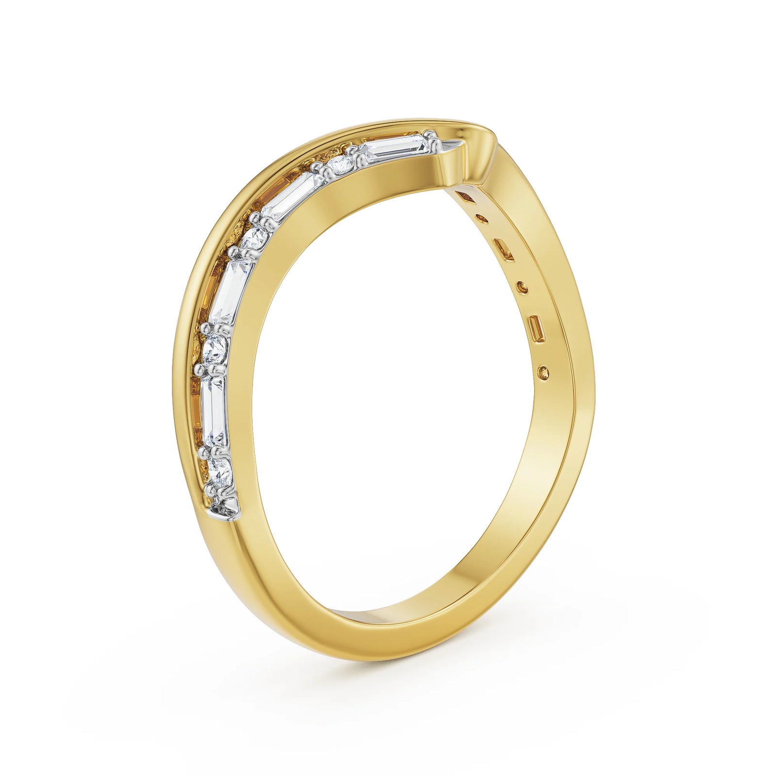 Chevron Baguette Lab Grown Diamond Band - back view