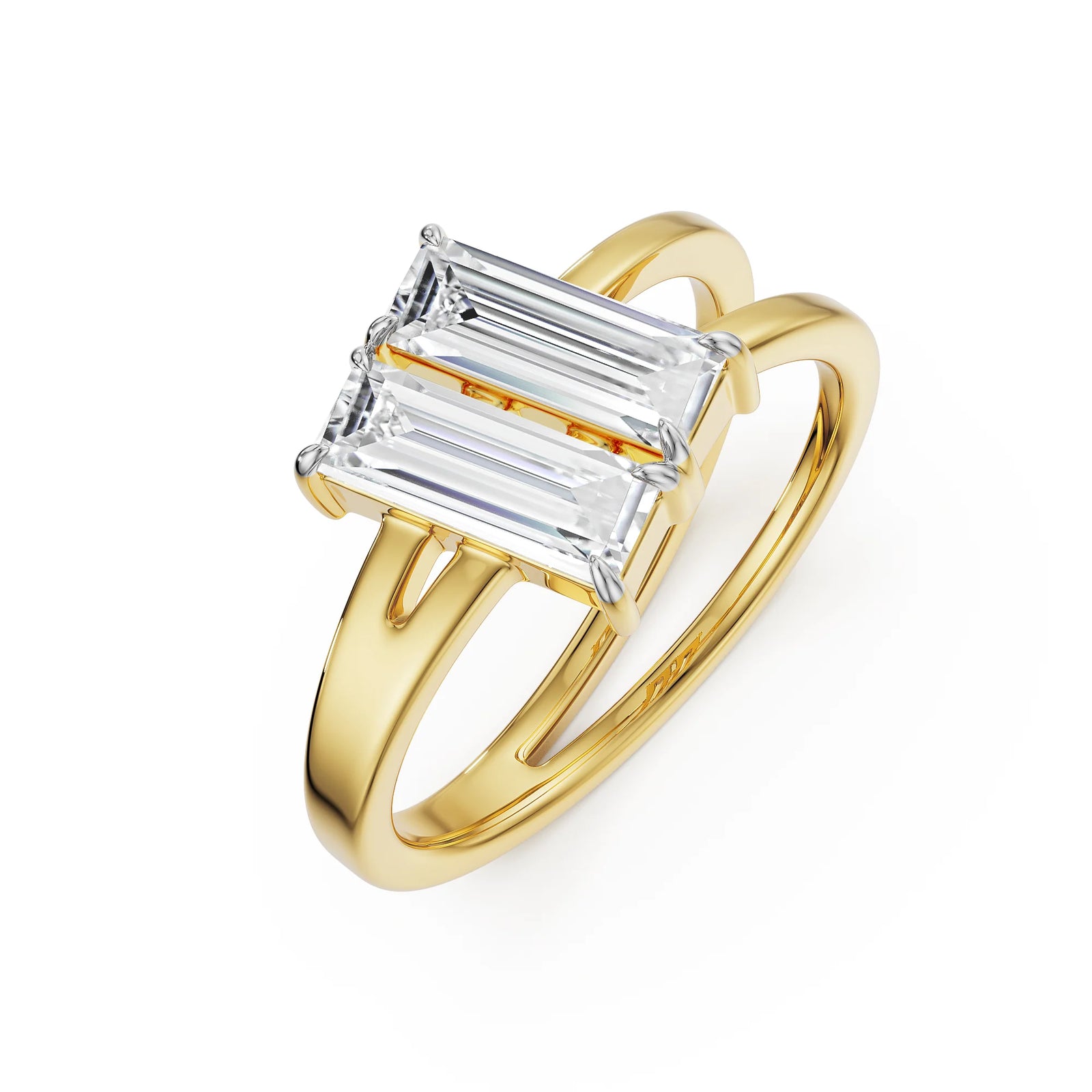 Baguette Lab Grown Diamond V Ring - top view
