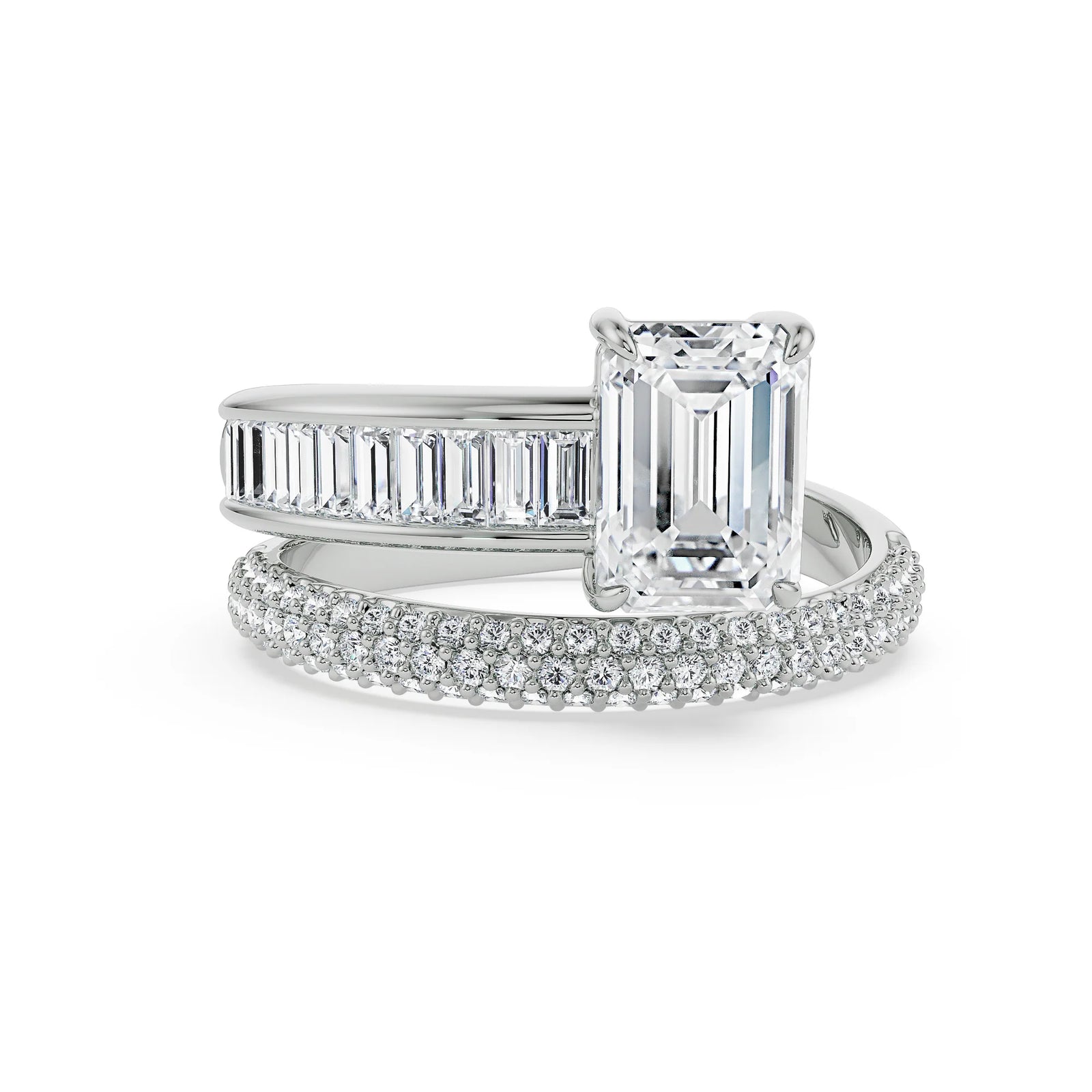 Twirling Emerald Lab Grown Diamond Ring - front view