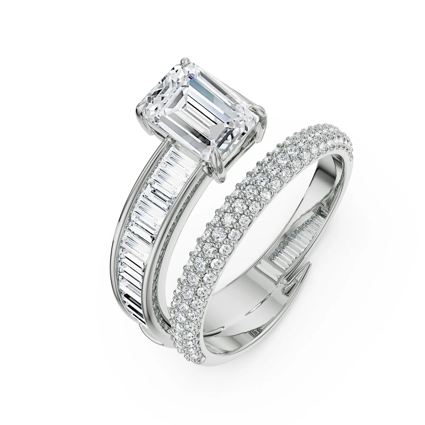 Twirling Emerald Lab Grown Diamond Ring