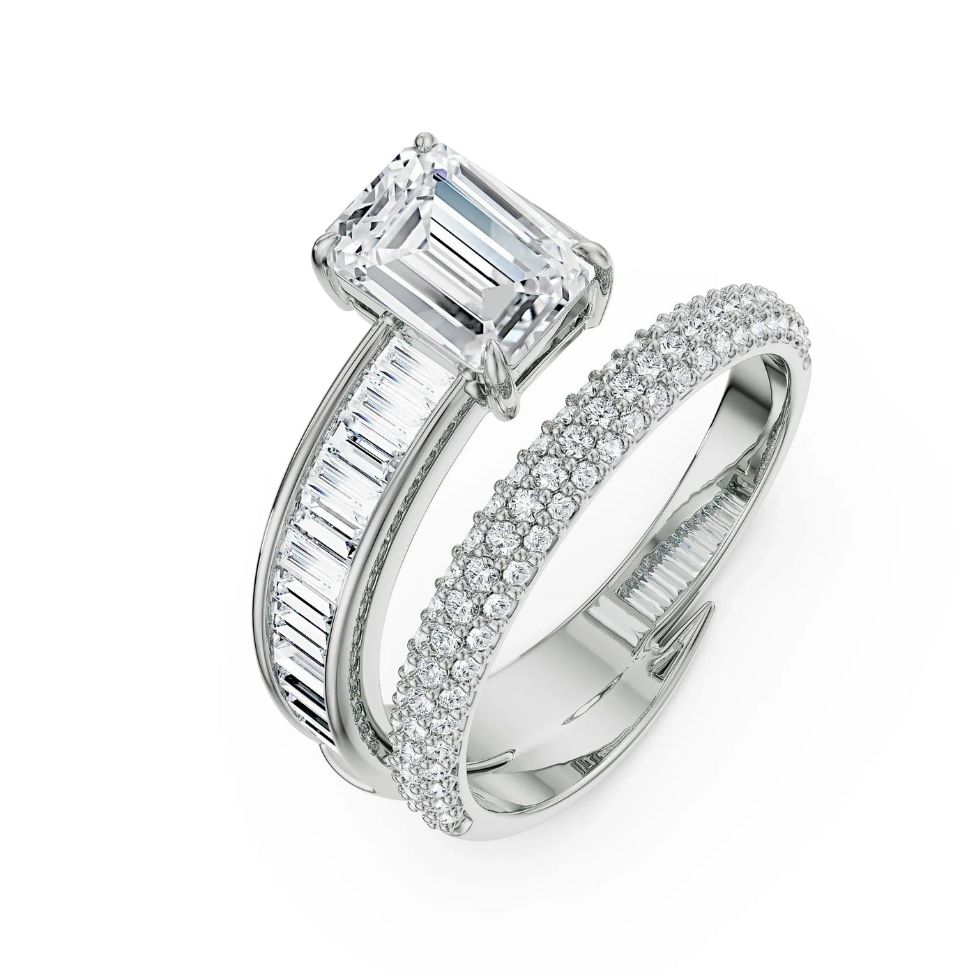 Twirling Emerald Lab Grown Diamond Ring 9KT