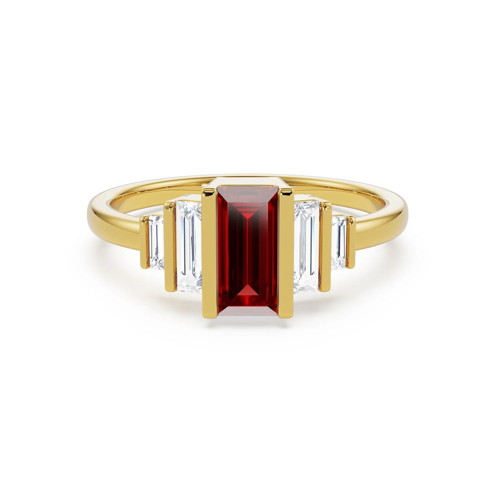 Baguette Bloom Lab Grown Diamond Ring - front view in 9KT