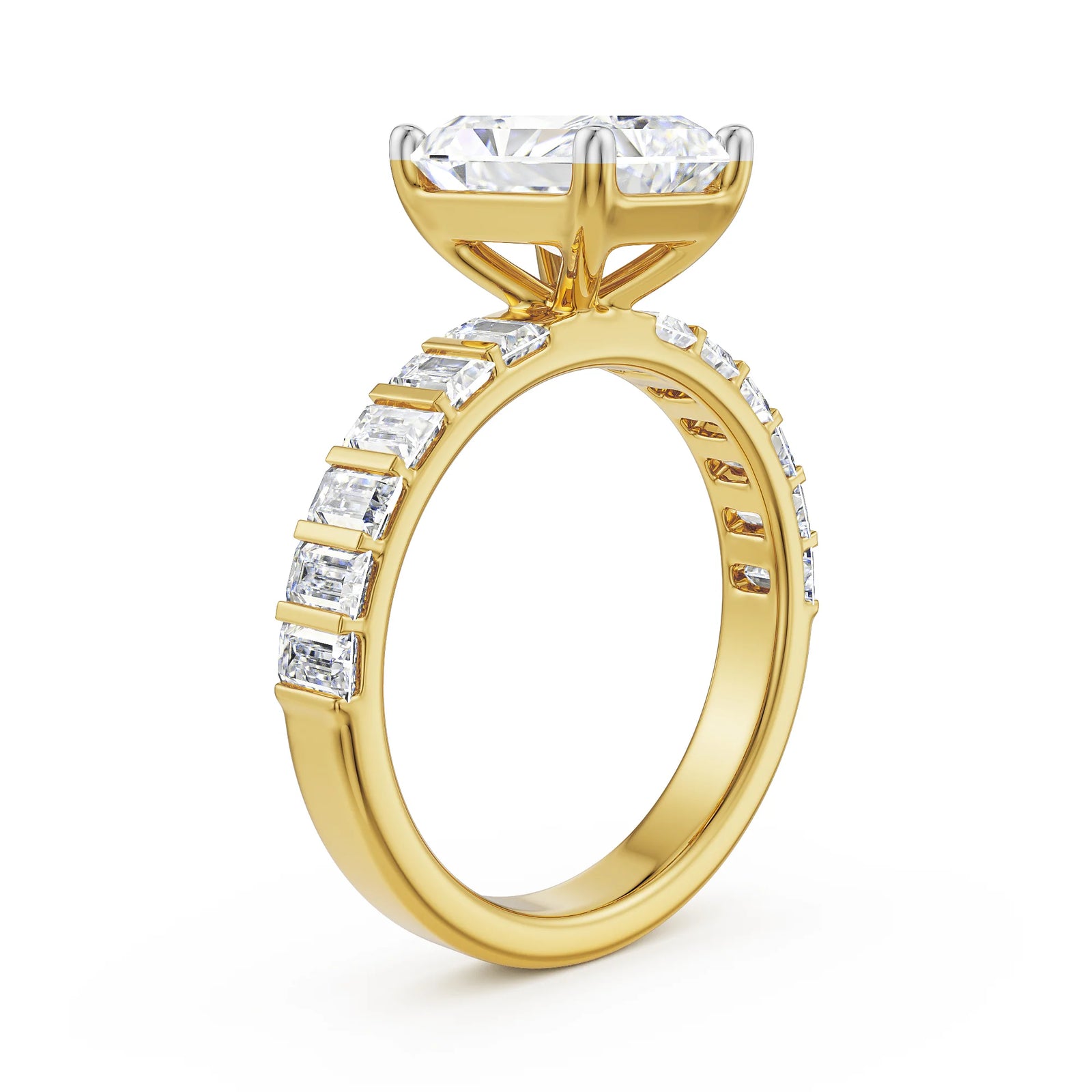 Sterling Radiant Lab Grown Diamond Ring - side view