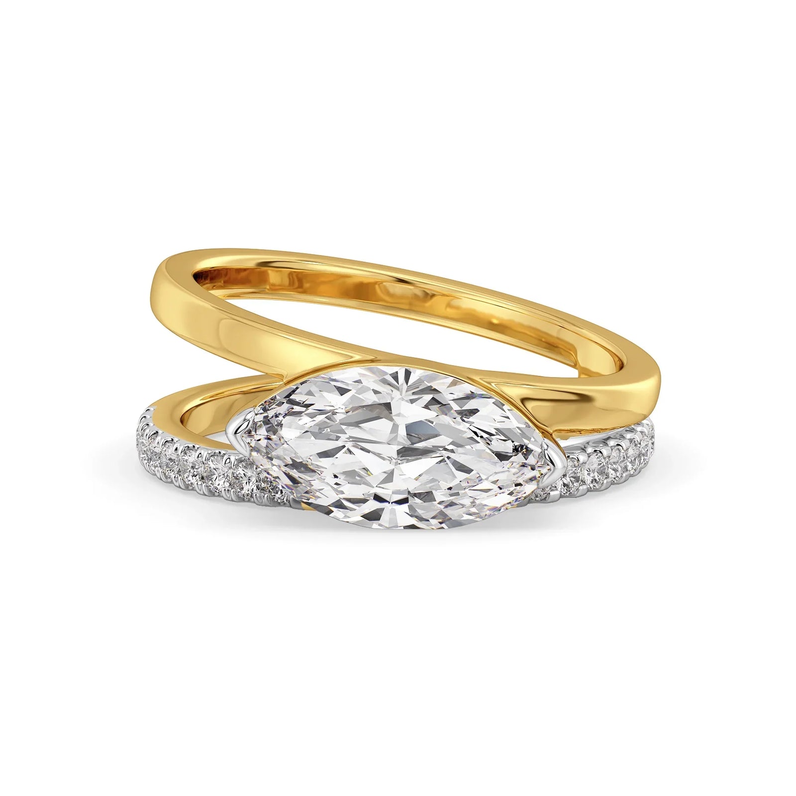 Marquise Elara Lab Grown Diamond Ring - front view in 9KT