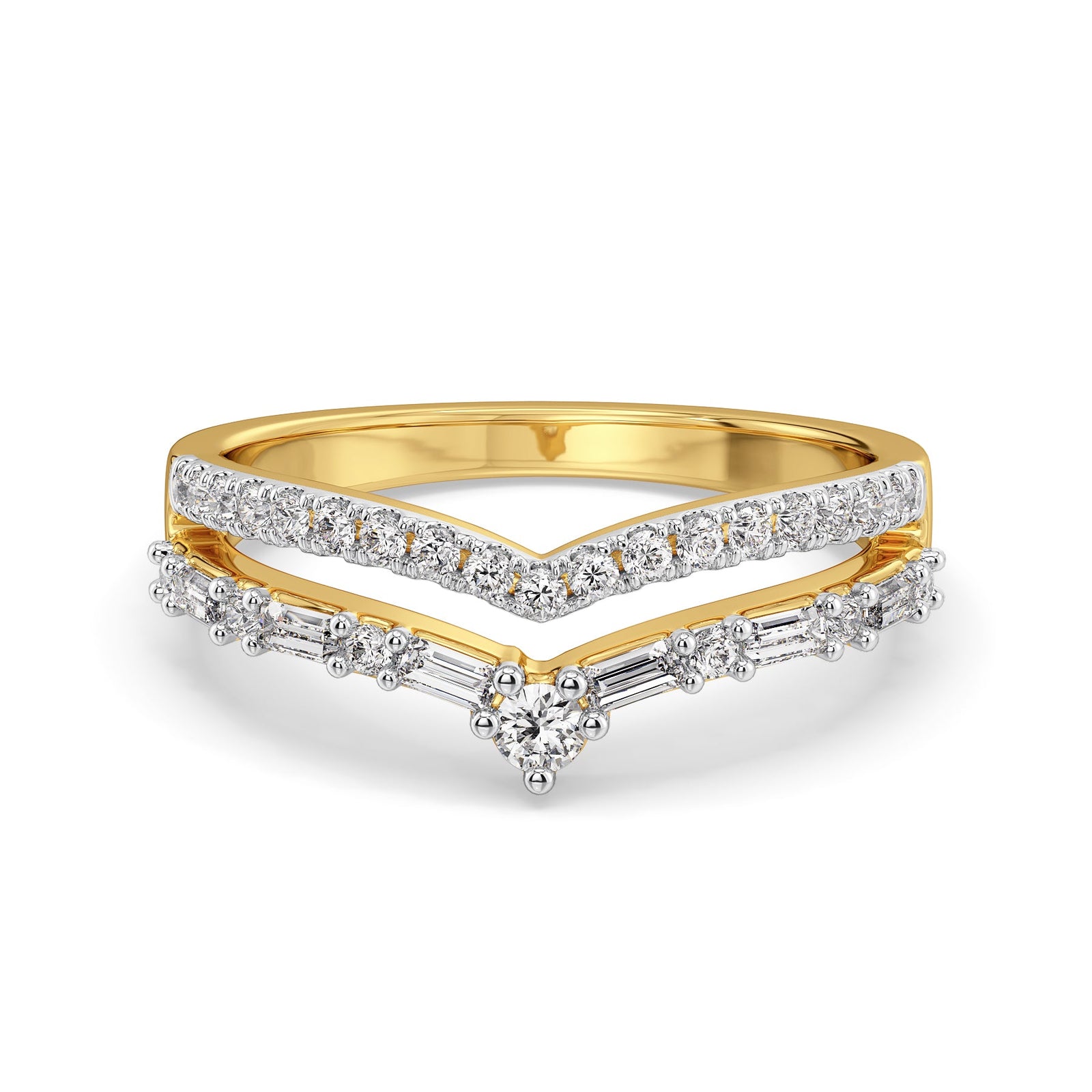 Crown Baguette Lab Grown Diamond Band - front view