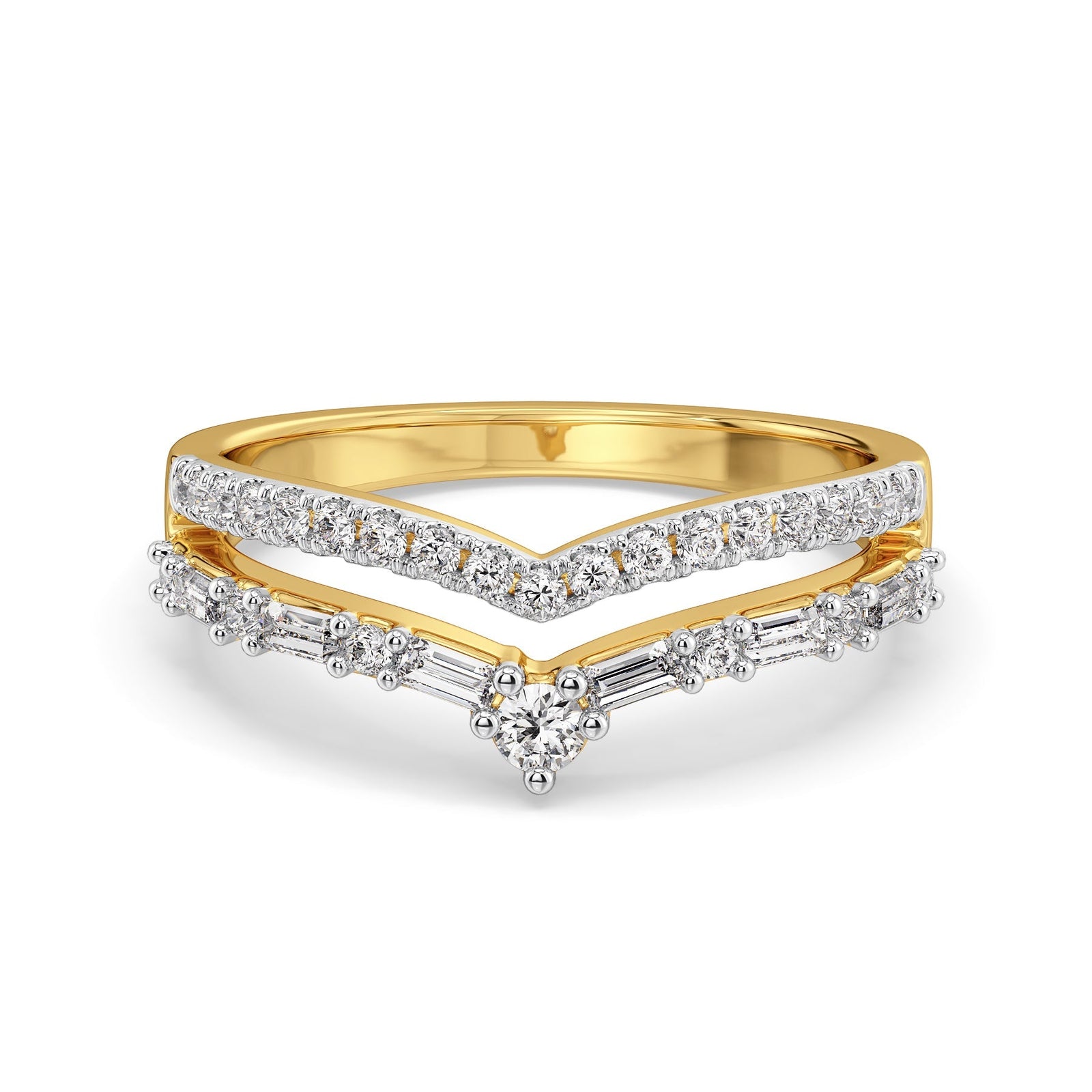Crown Baguette Lab Grown Diamond Band - front view in 9KT