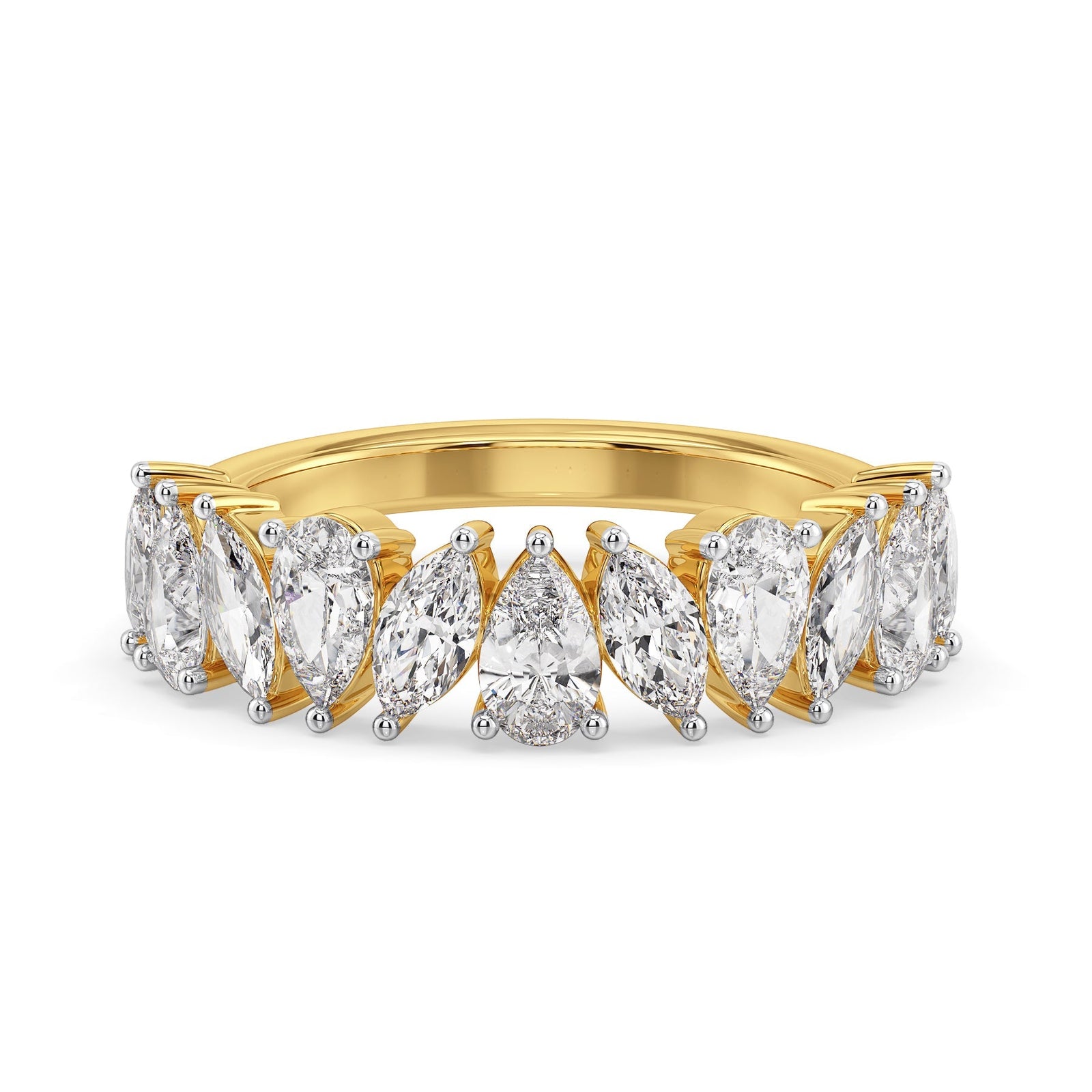 Serene Dew Drop Lab Grown Diamond Band - front view in 9KT