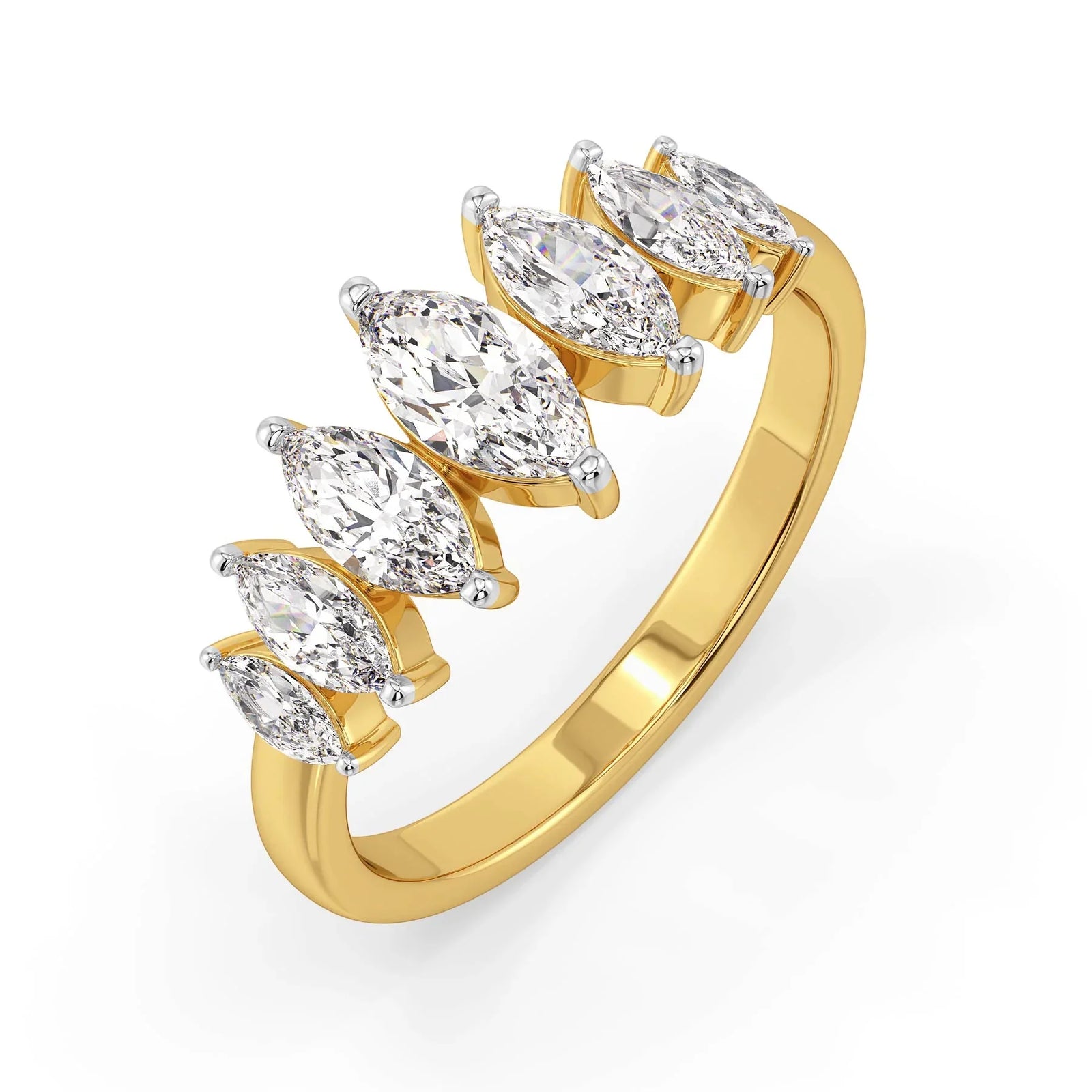 Marquise Cascade Lab Grown Diamond Ring - top view in 9KT