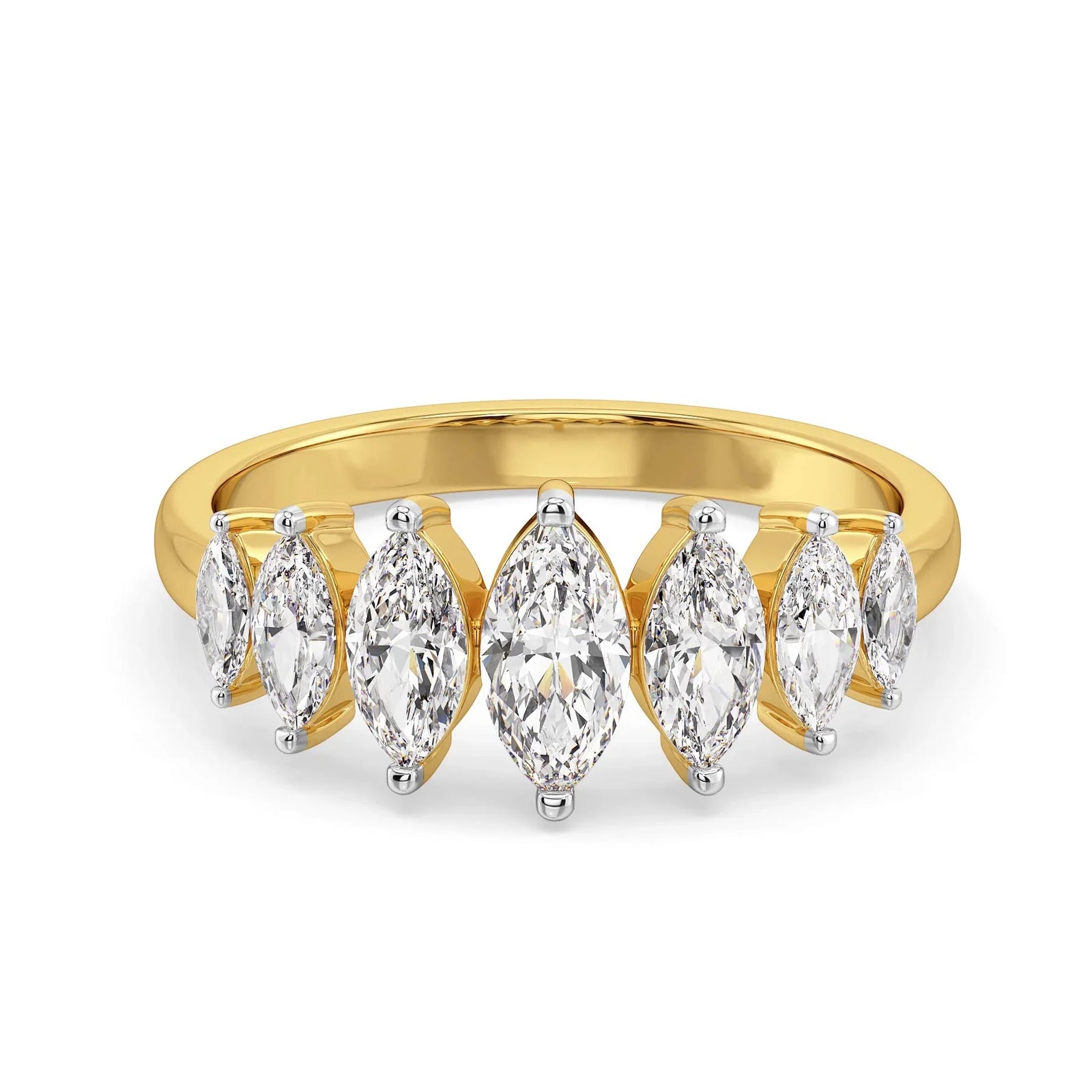 Marquise Cascade Lab Grown Diamond Ring - front view in 9KT