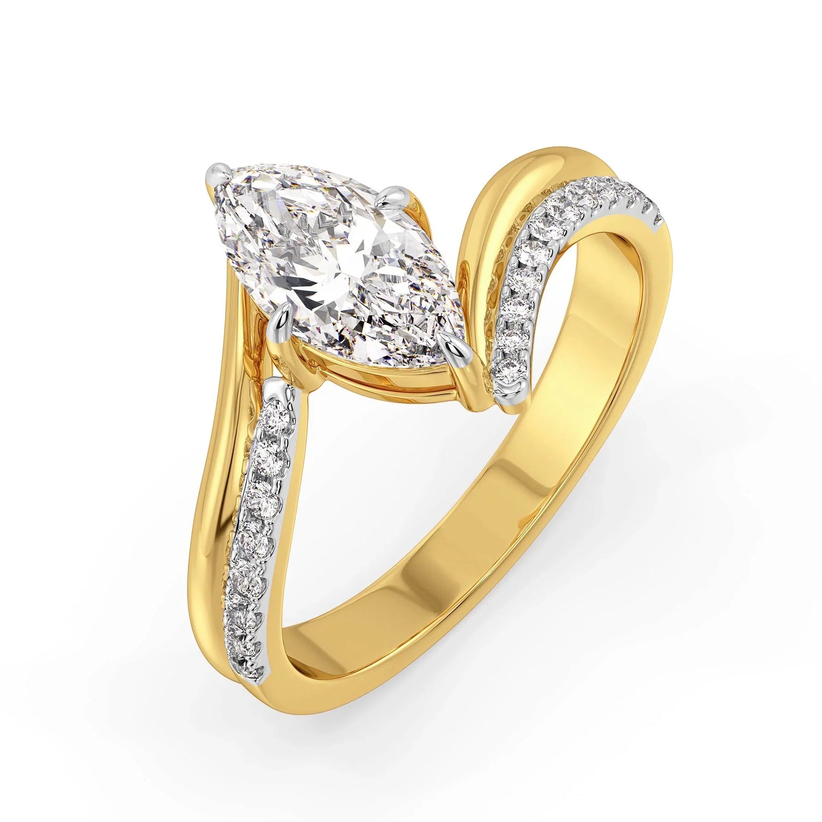 Marquise Infinity Bow Lab Grown Diamond Ring - top view in 9KT