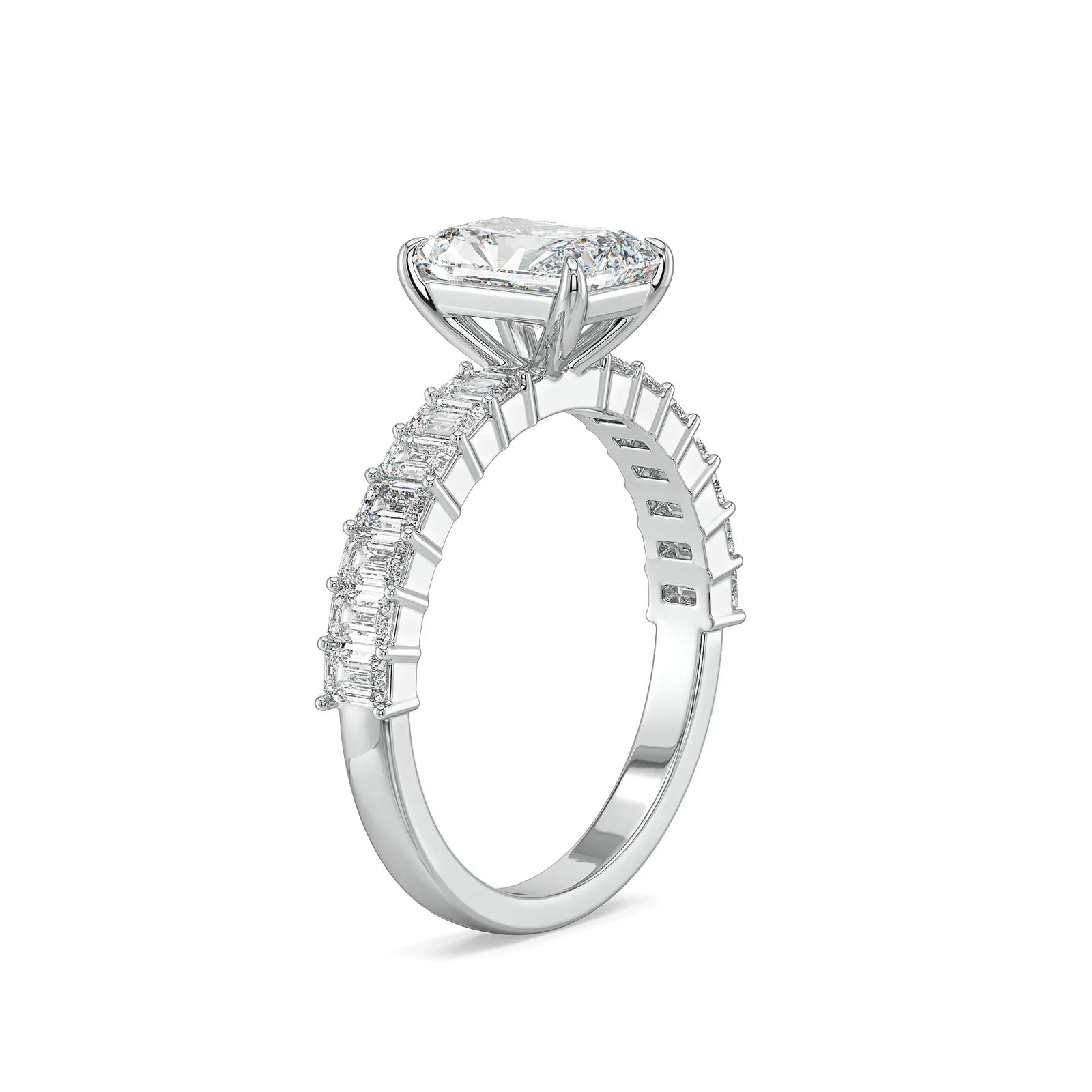 Emerald Edge Lab Grown Diamond Ring - side view in 9KT