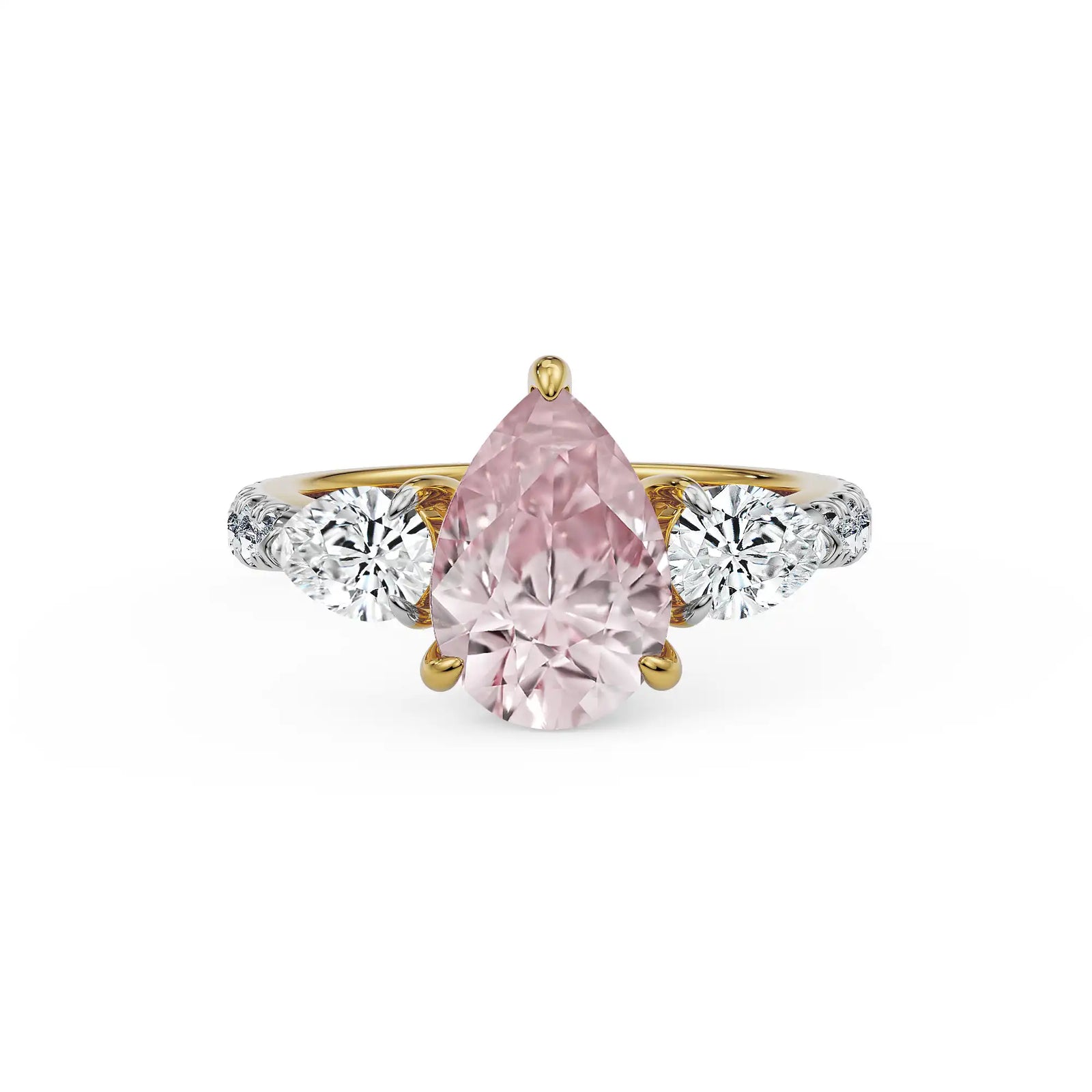 Rosy Teardrop Lab Grown Diamond Ring - front view