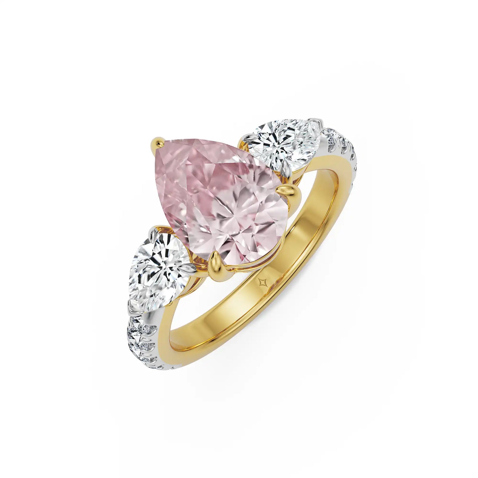 Rosy Teardrop Lab Grown Diamond Ring - top view