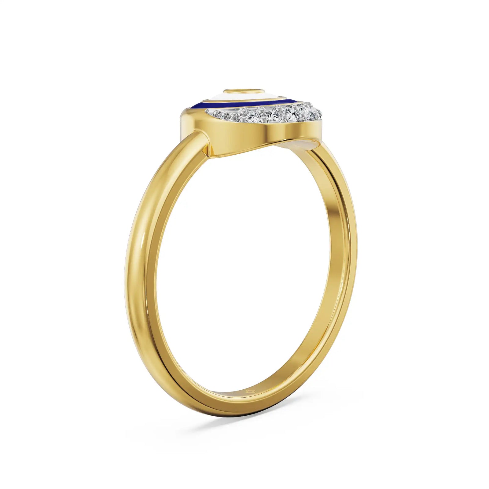 Azure Evil Eye Lab Diamond Ring - back view in 9KT