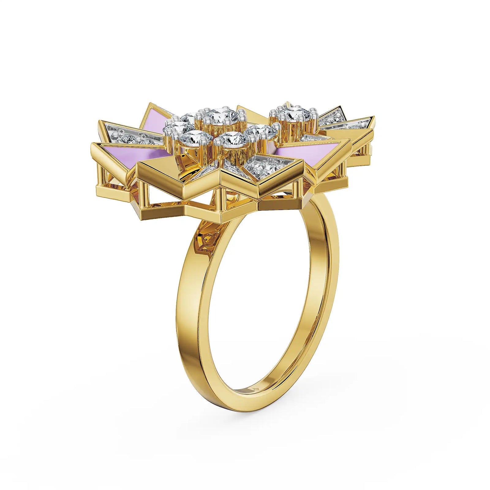 Lilac Prism Lab Grown Diamond Ring - back view