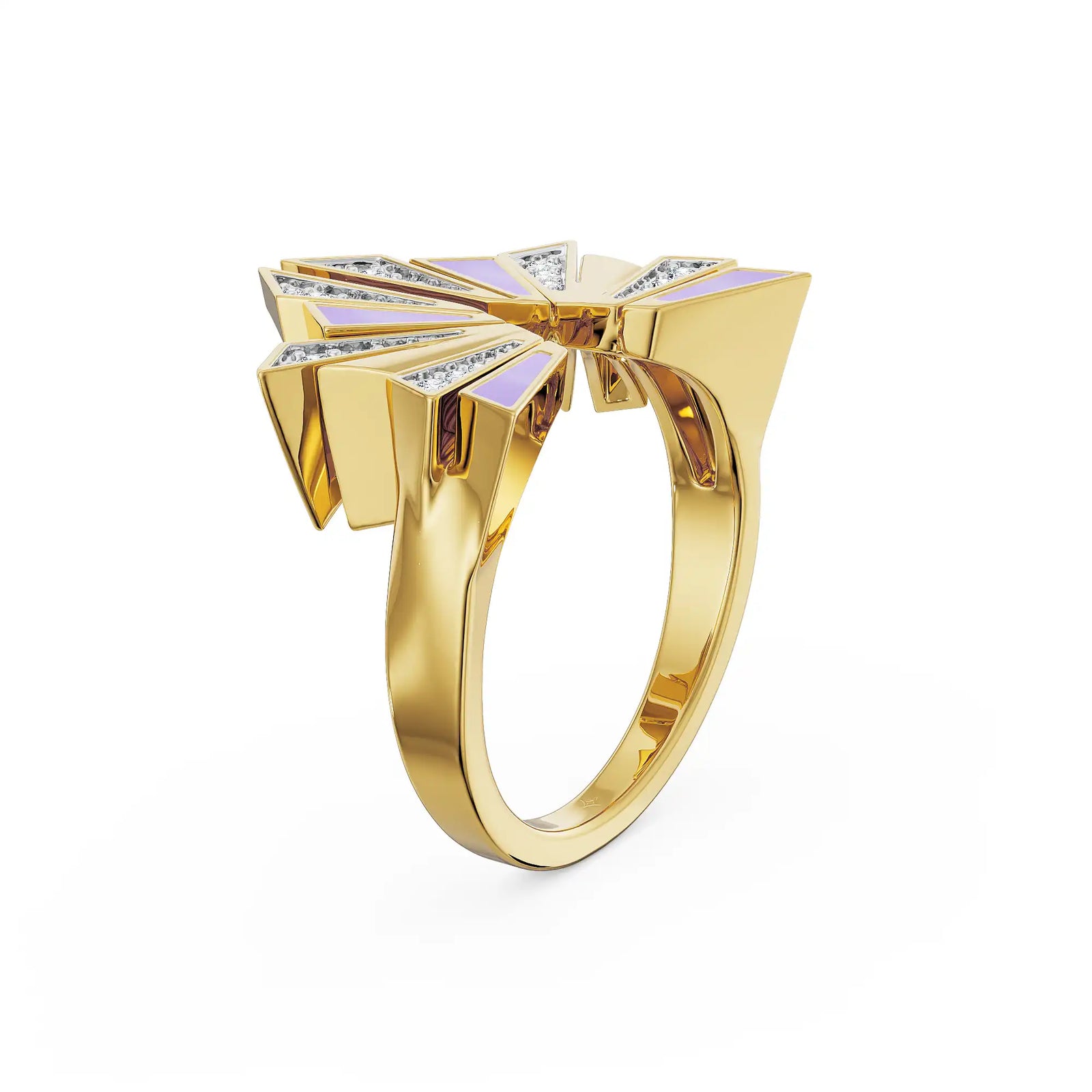 Lavender Lab Grown Diamond Ring - side view in 9KT