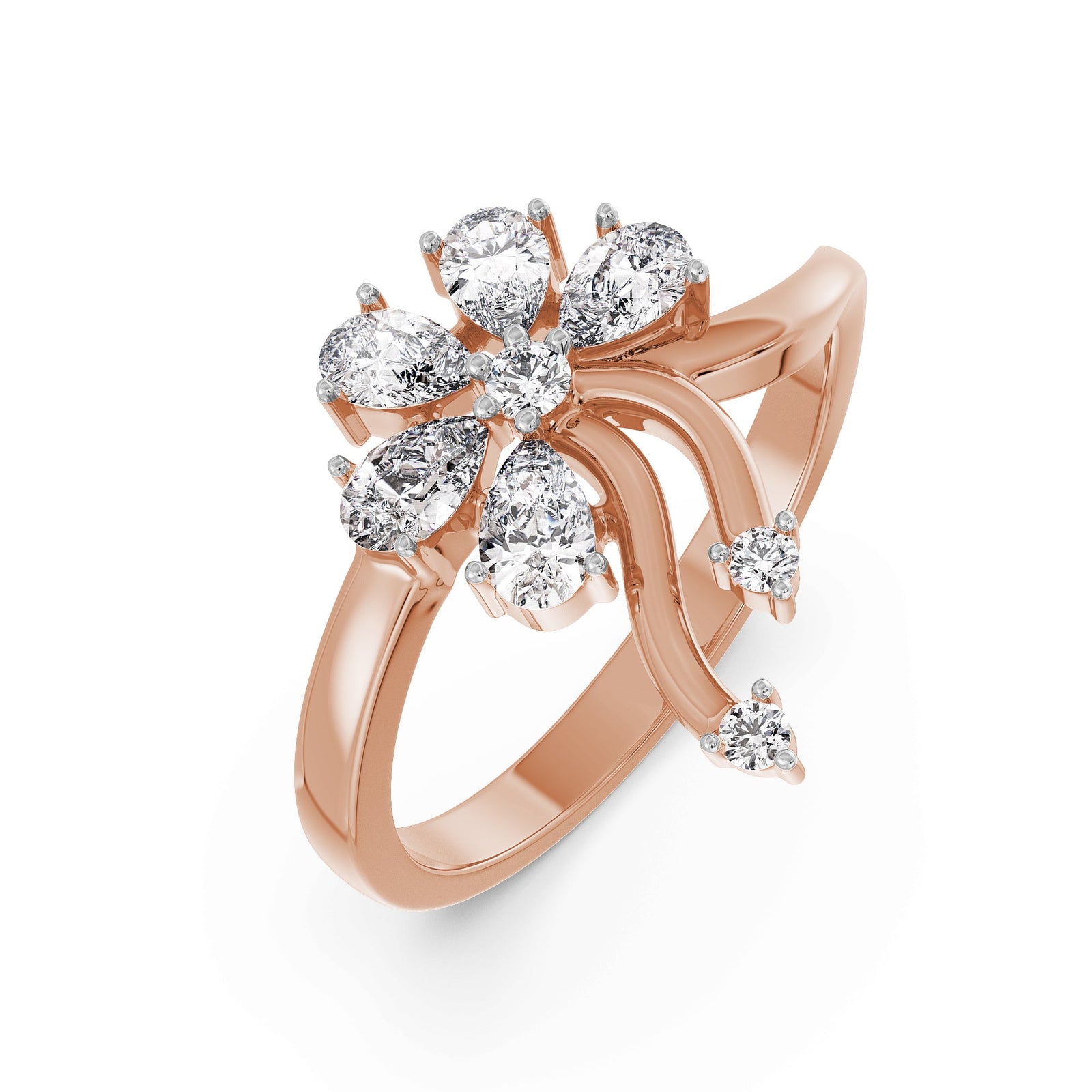 Floral Fantasy Diamond Ring Top View