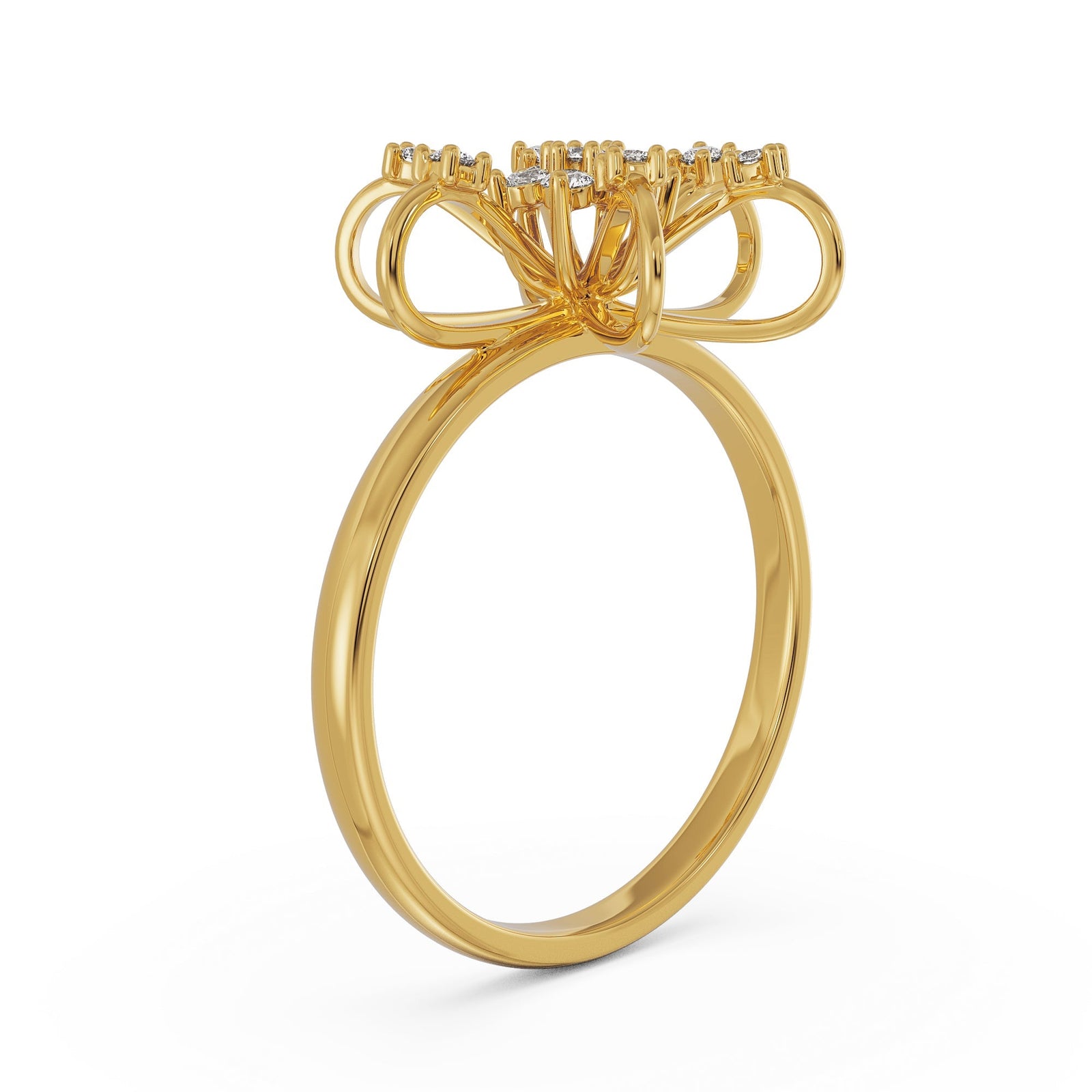 Star Diamond Ring Back View in 9KT