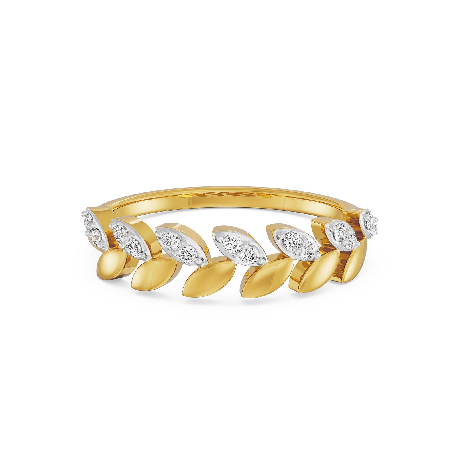 Leafy Crown Diamond Ring Front view
