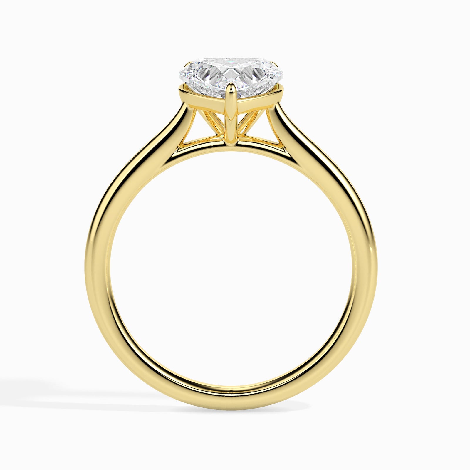 Solitaire Heart Diamond Ring Back View