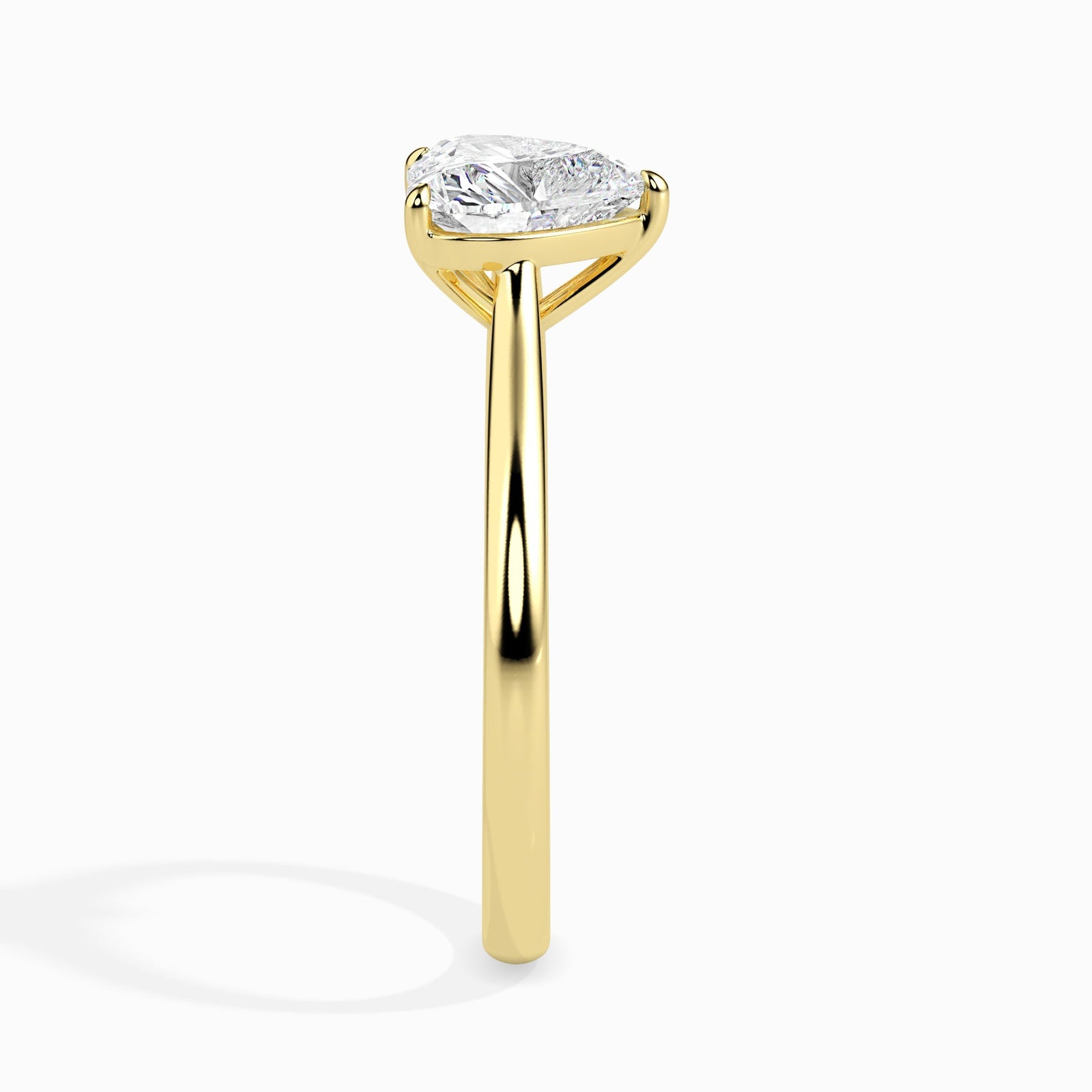 Solitaire Heart Diamond Ring Side View in 9KT