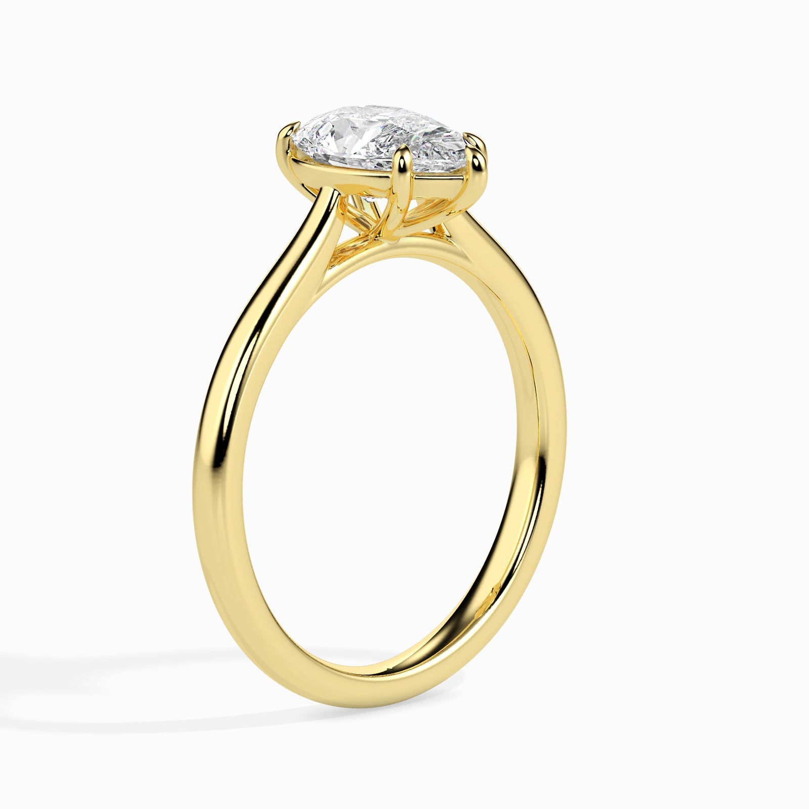 Pear Cut Solitaire Ring Right View in 9KT