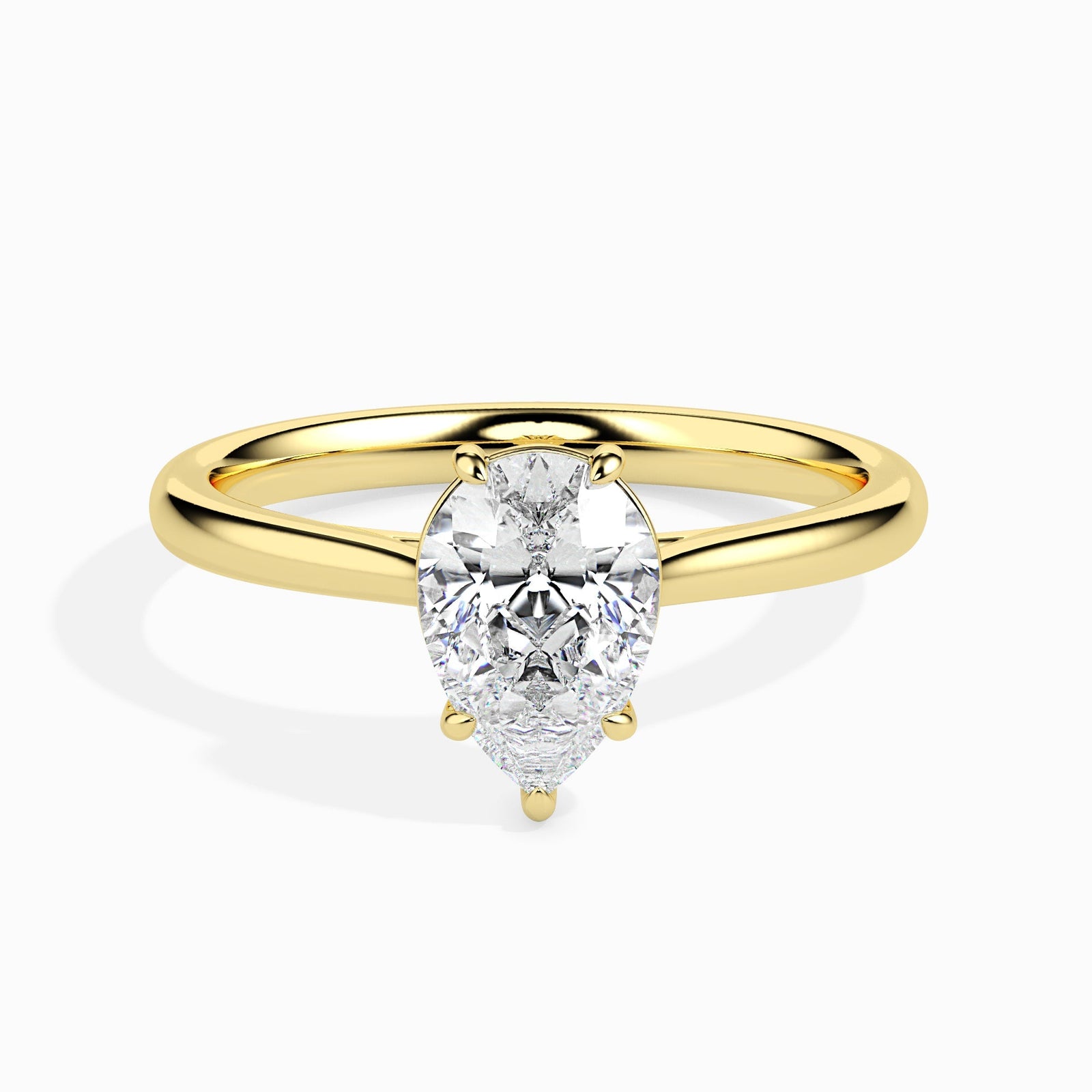 Pear Cut Solitaire Ring Front View in 9KT