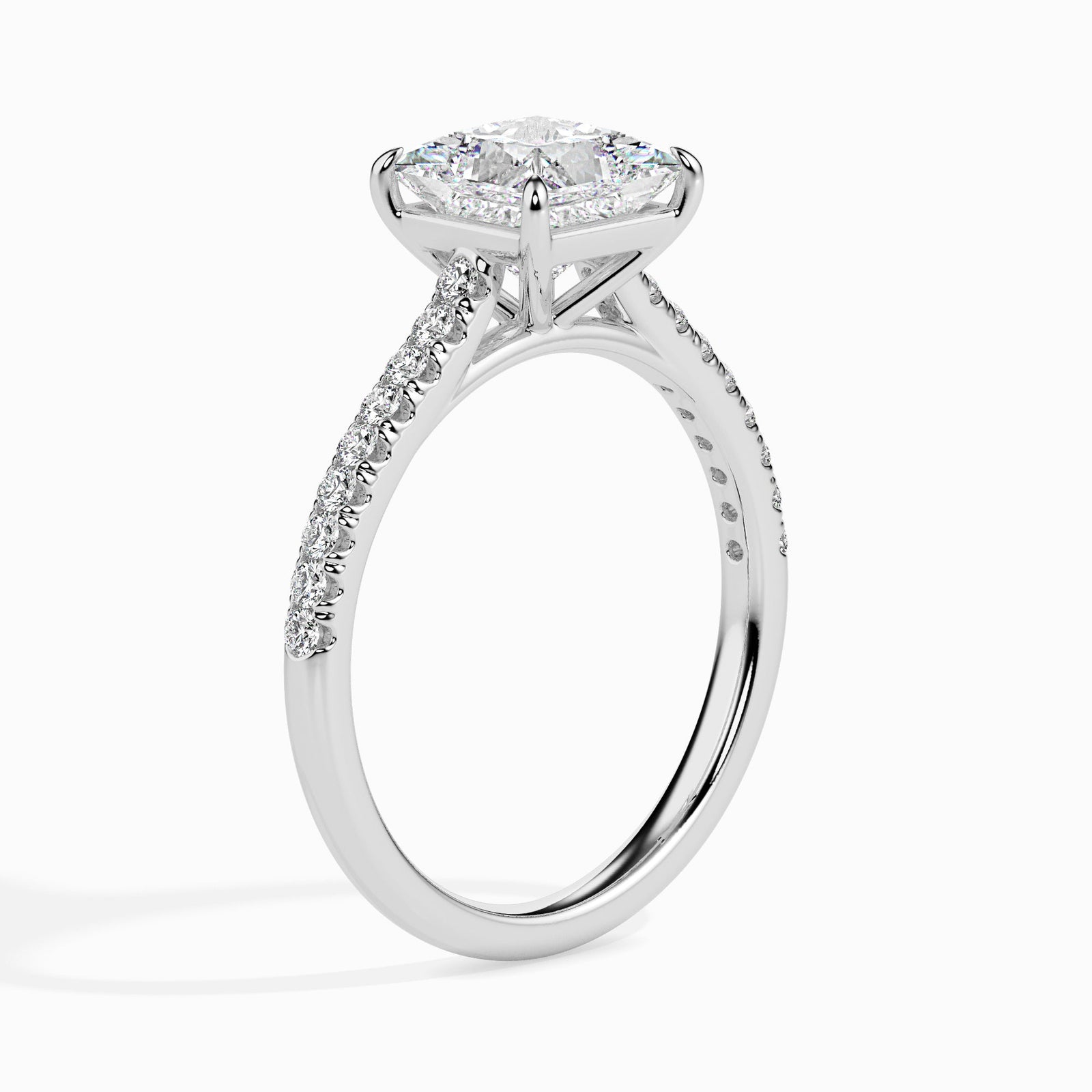 Princess Cut Solitaire Ring Side View