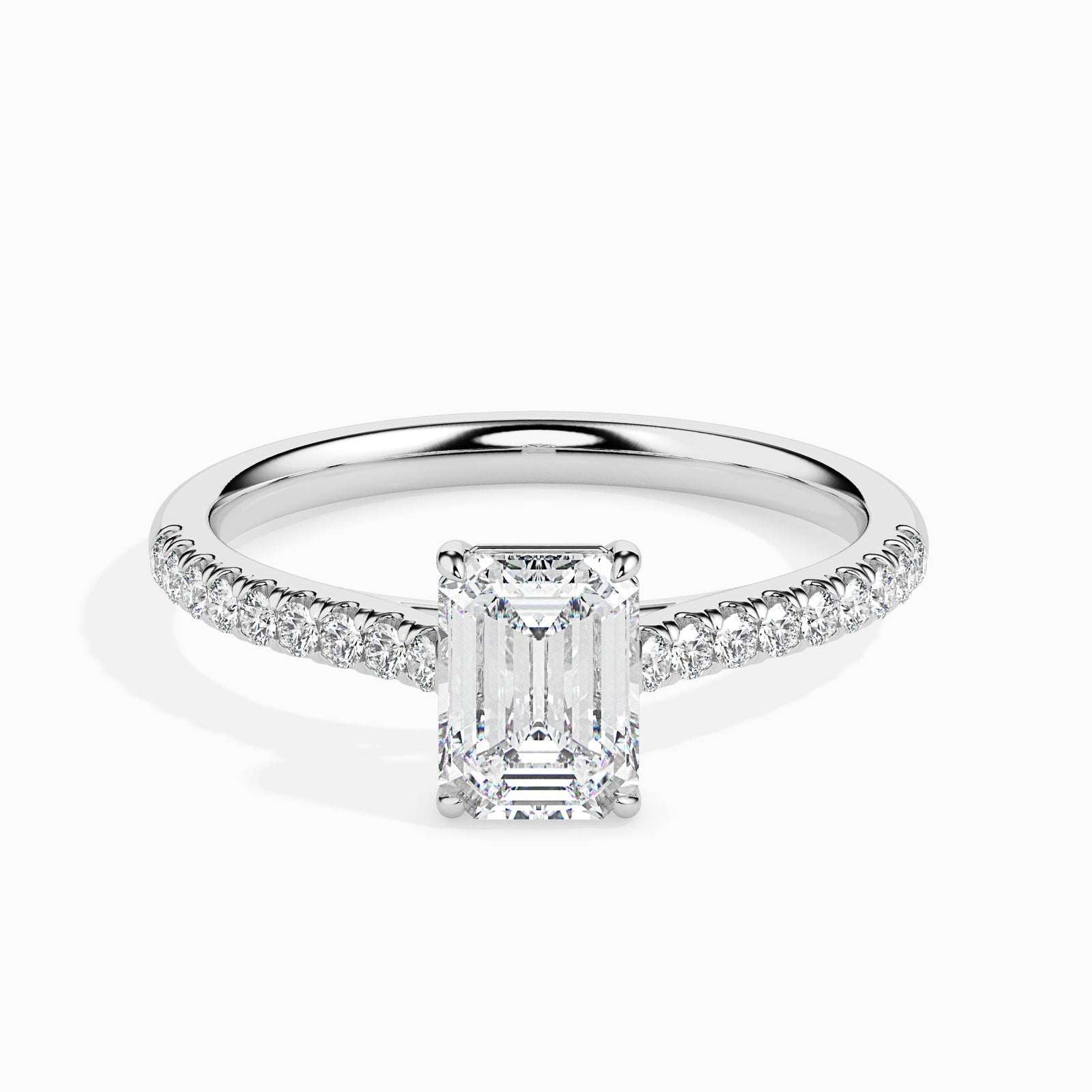Emerald Cut Solitaire Ring Front View in 9KT