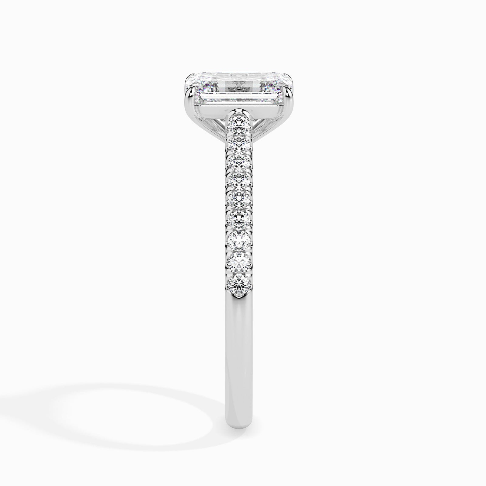 Emerald Cut Solitaire Ring Side View in 9KT