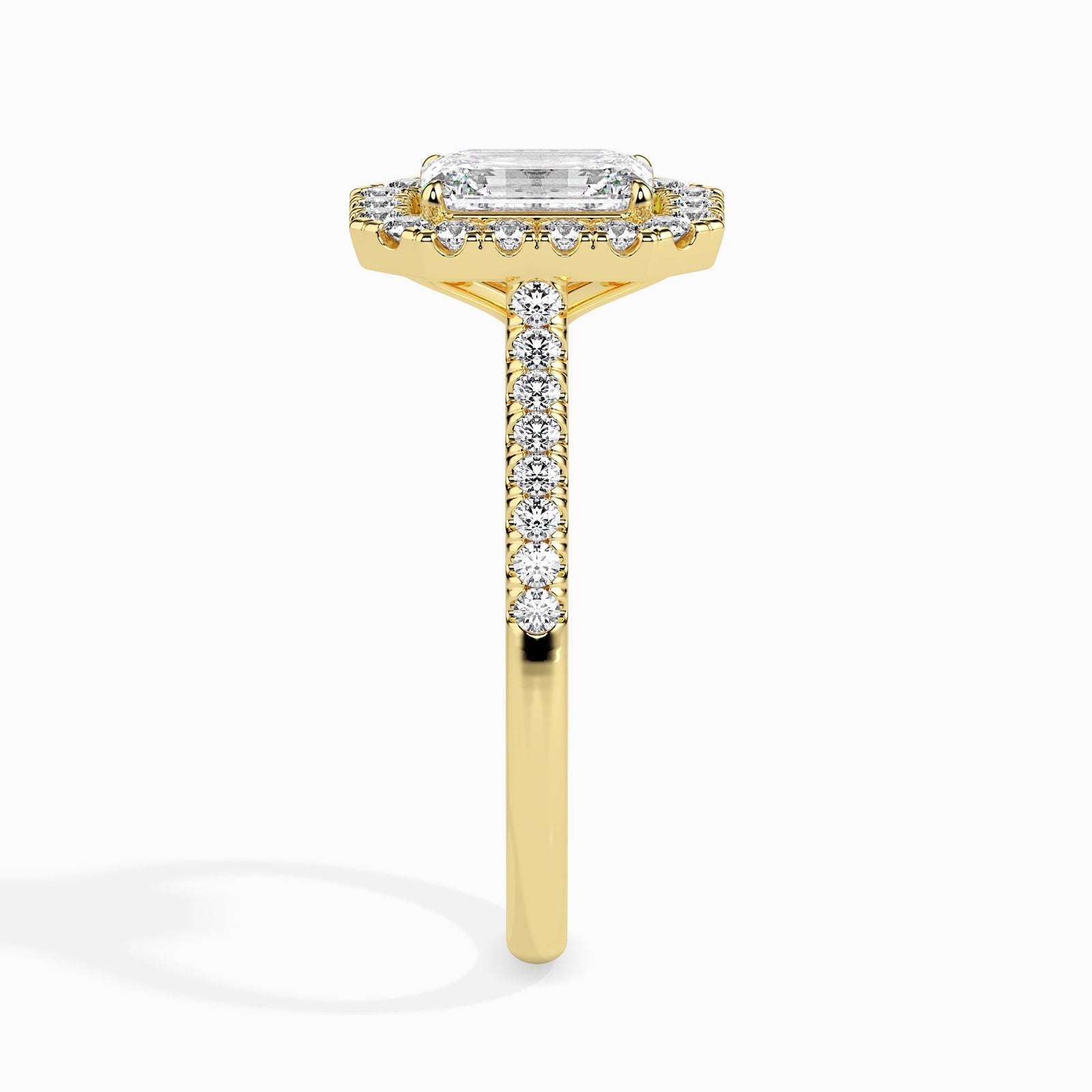 Brilliant Emerald Cut Diamond Ring Side view