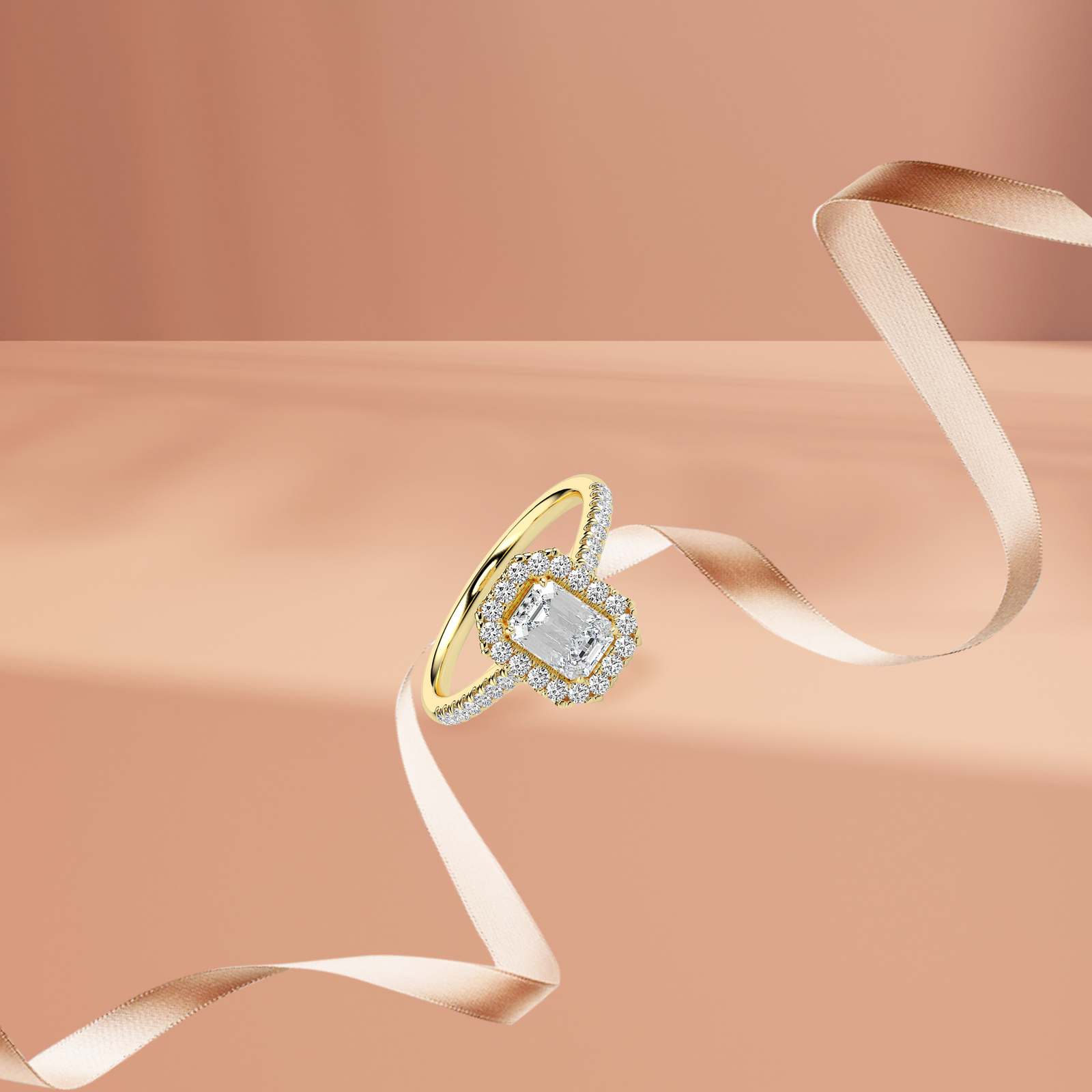 Brilliant Emerald Cut Diamond Ring Prospective View