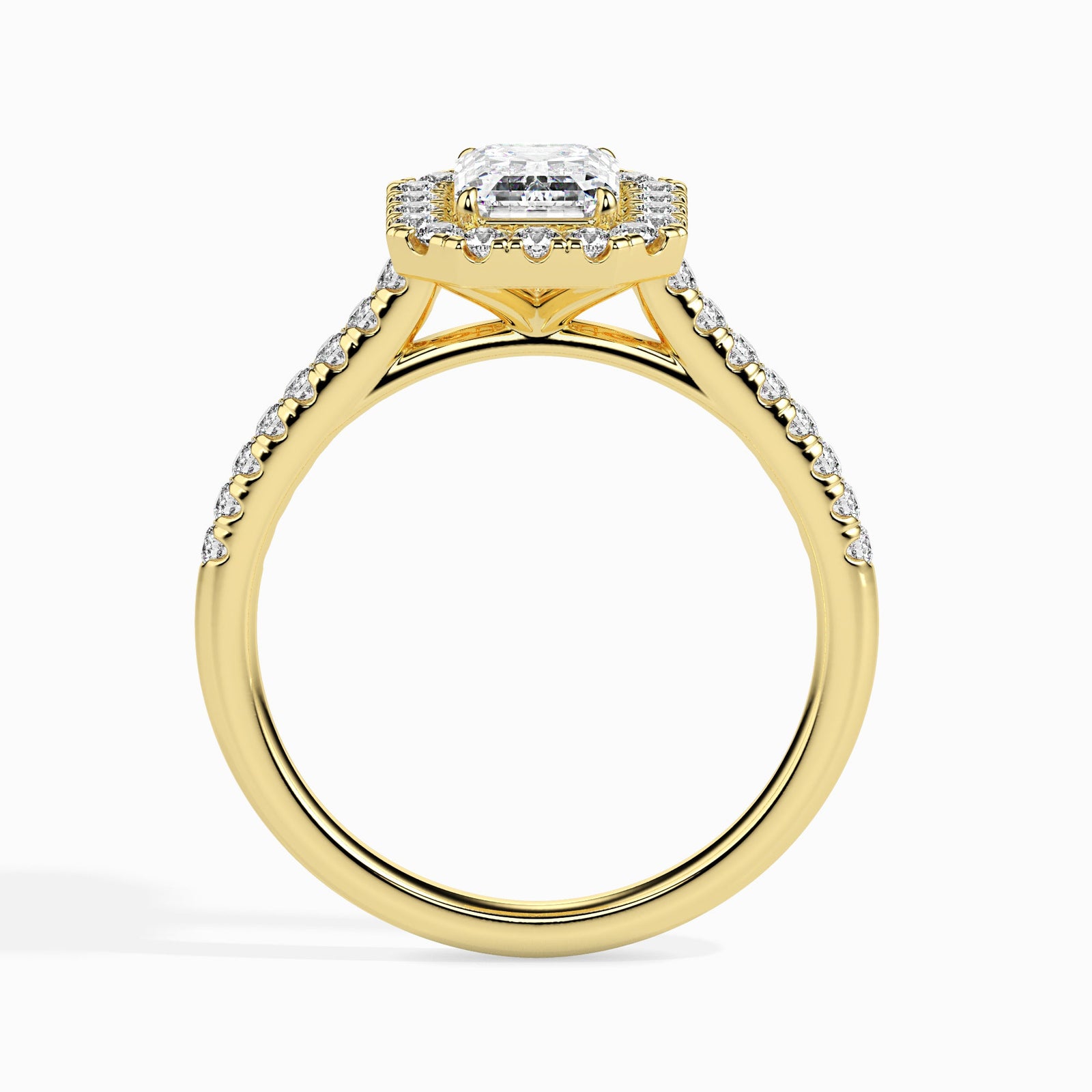 Brilliant Emerald Cut Diamond Ring Back View