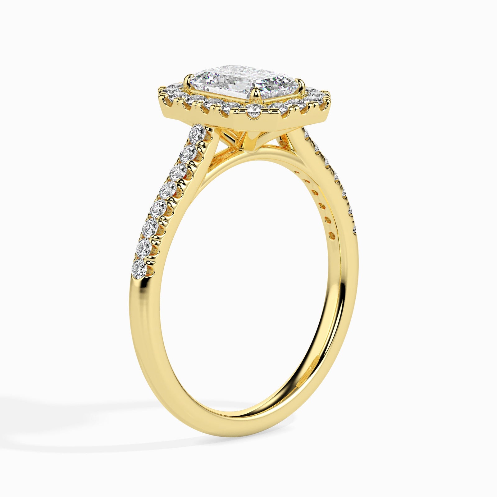 Brilliant Emerald Cut Diamond Ring Right View