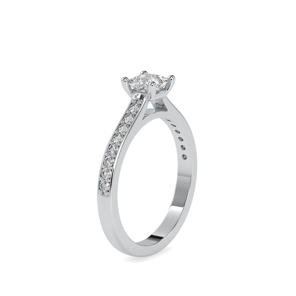 Sparkling Princess Cut Diamond Ring Side view in 9KT
