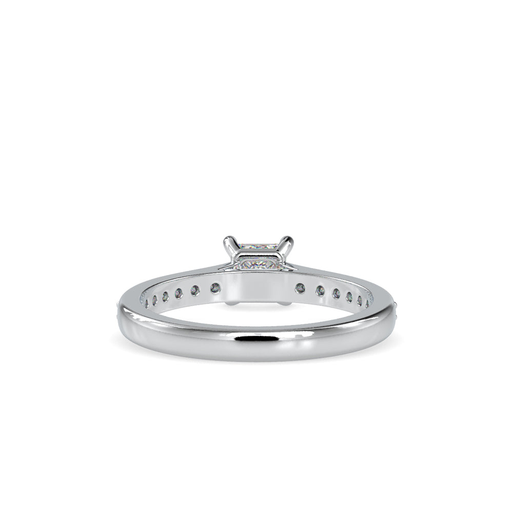Sparkling Princess Cut Diamond Ring Back view in 9KT
