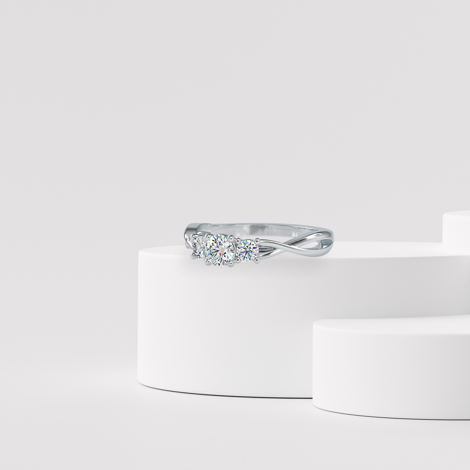 Timeless Three Stone Diamond Ring Prospective View