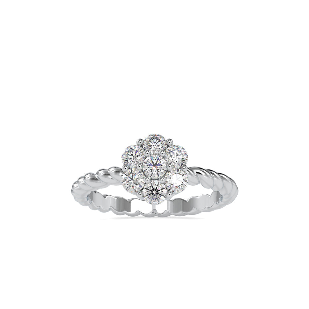 Floral Solitaire Halo Lab Grown Diamond Ring