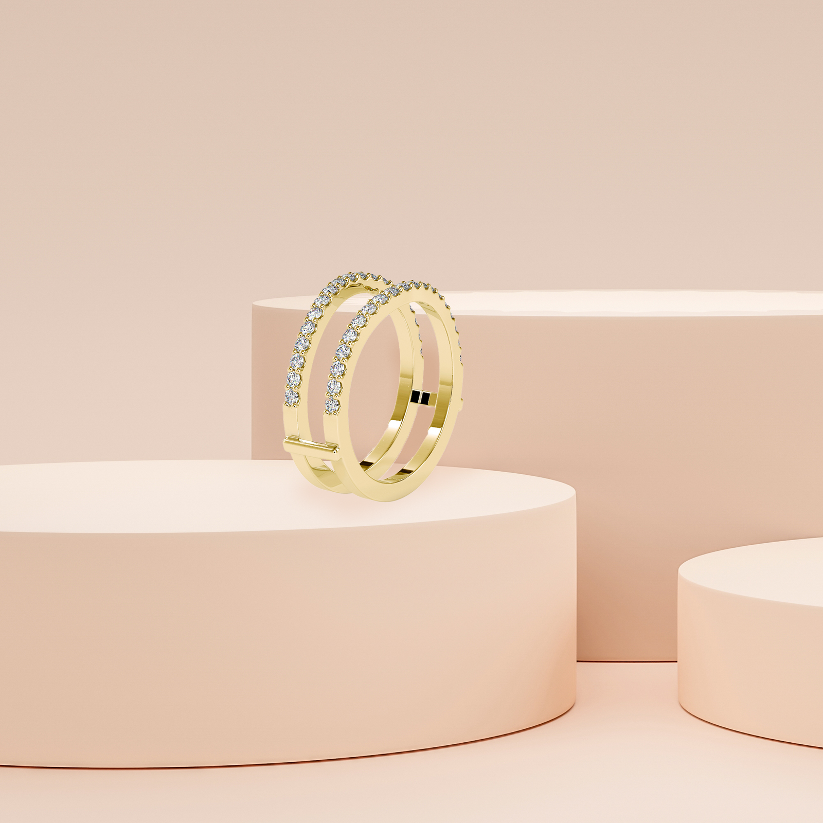 Parallel Bands Diamond Ring Prospective View