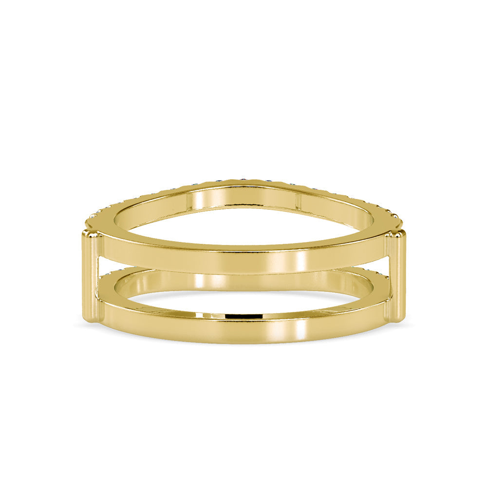 Parallel Bands Diamond Ring Back View in 9KT