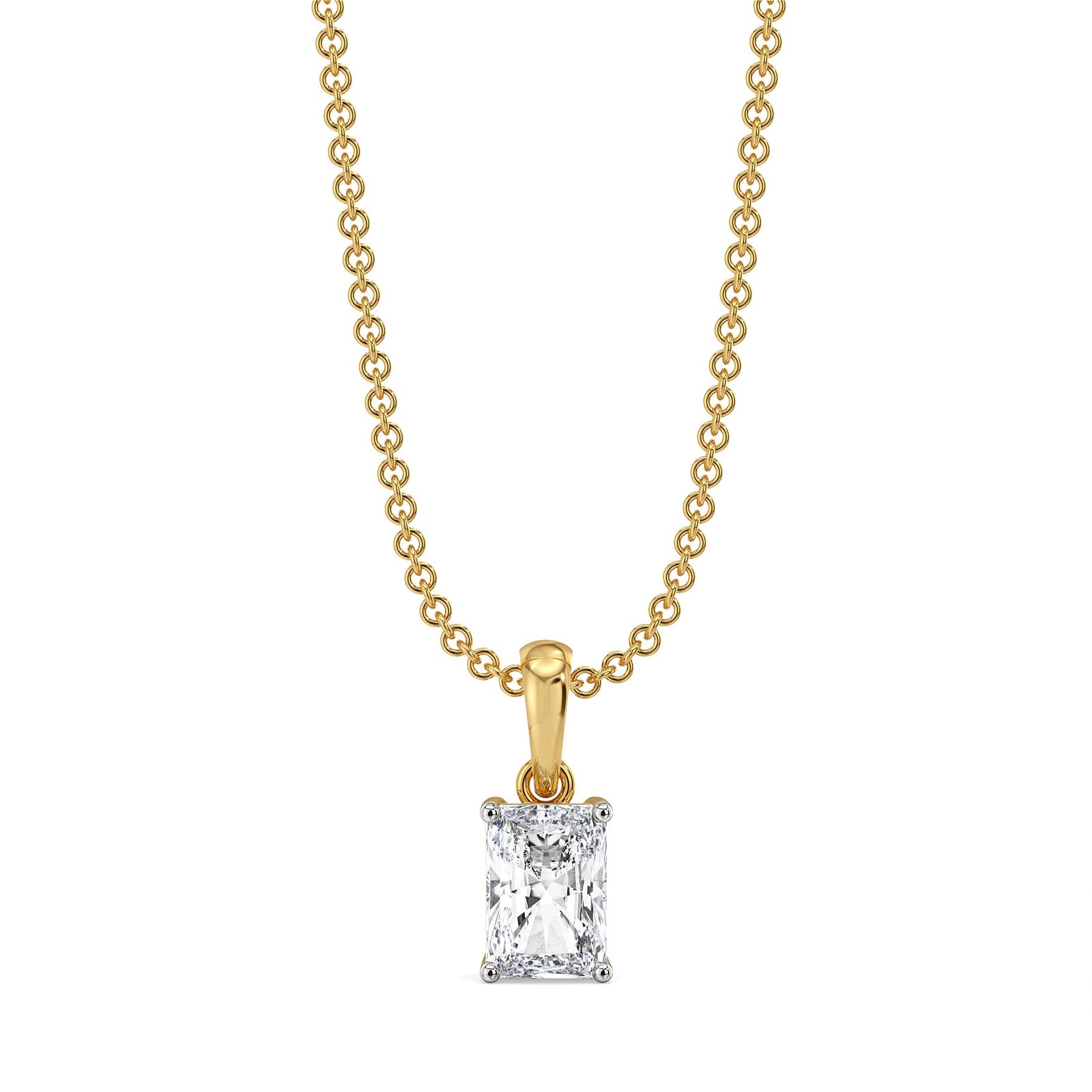 1CT Radiant Lab Grown Diamond Solitaire Pendant - front view
