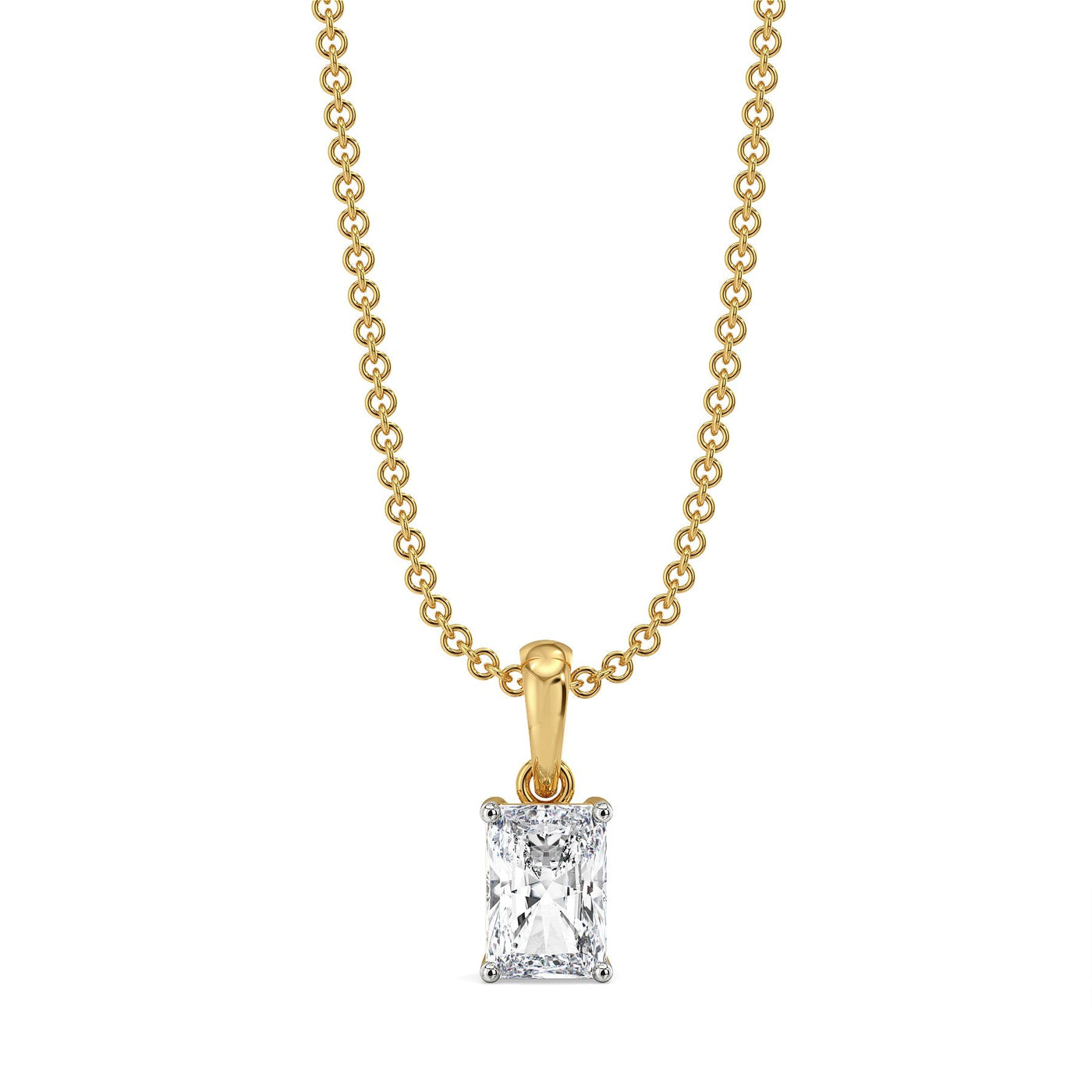 1CT Radiant Lab Grown Diamond Solitaire Pendant 9KT