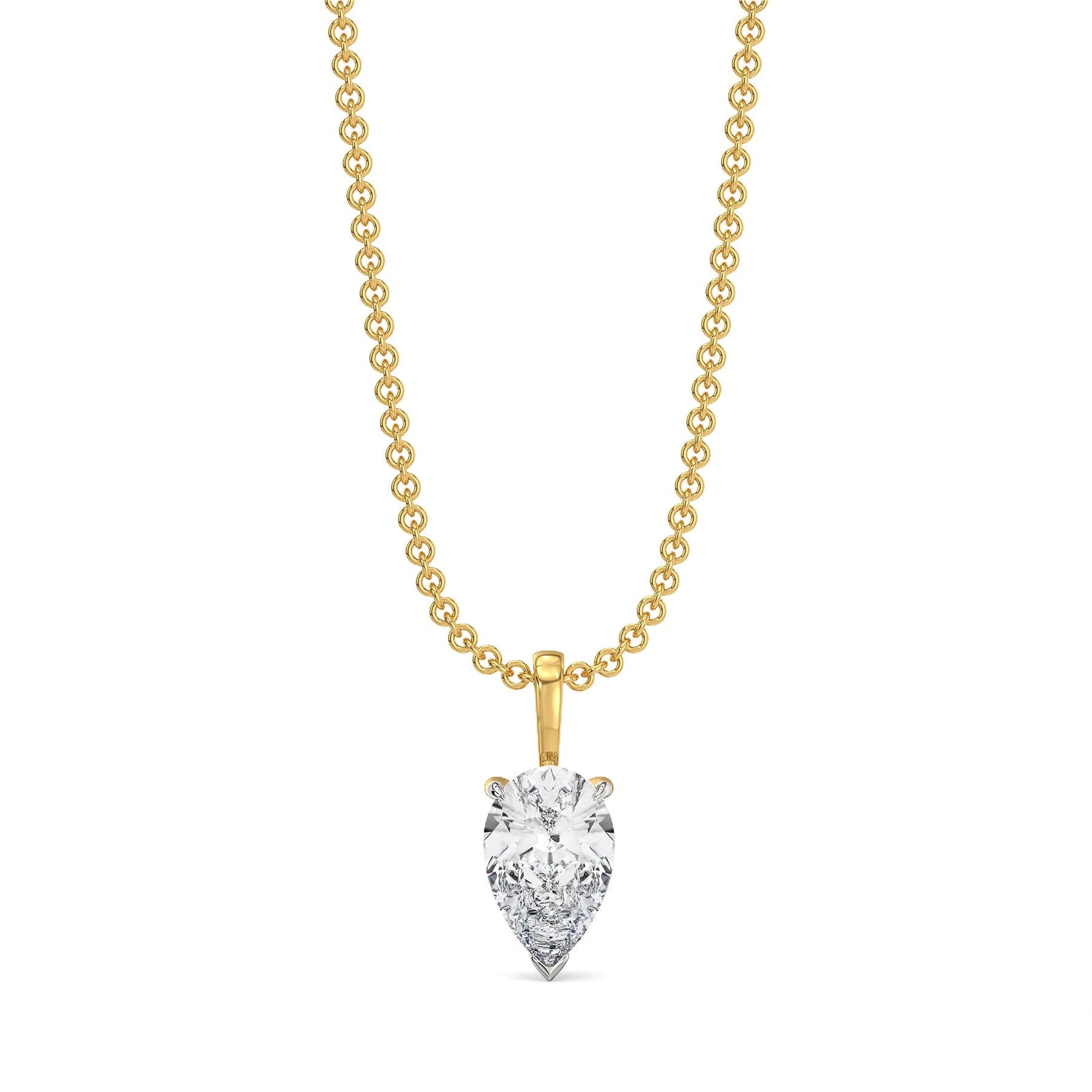 1 CT Dew Drop Lab Grown Diamond Solitaire Pendant - front view in 9KT
