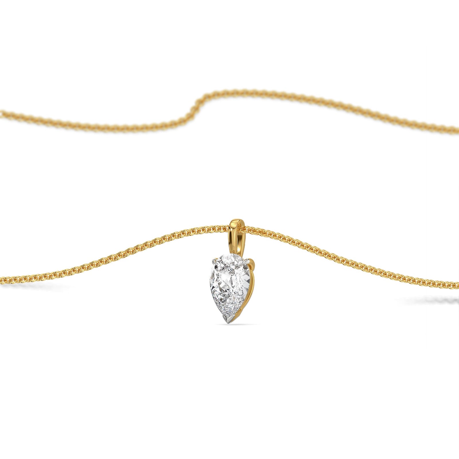 1 CT Dew Drop Lab Grown Diamond Solitaire Pendant - perspective view