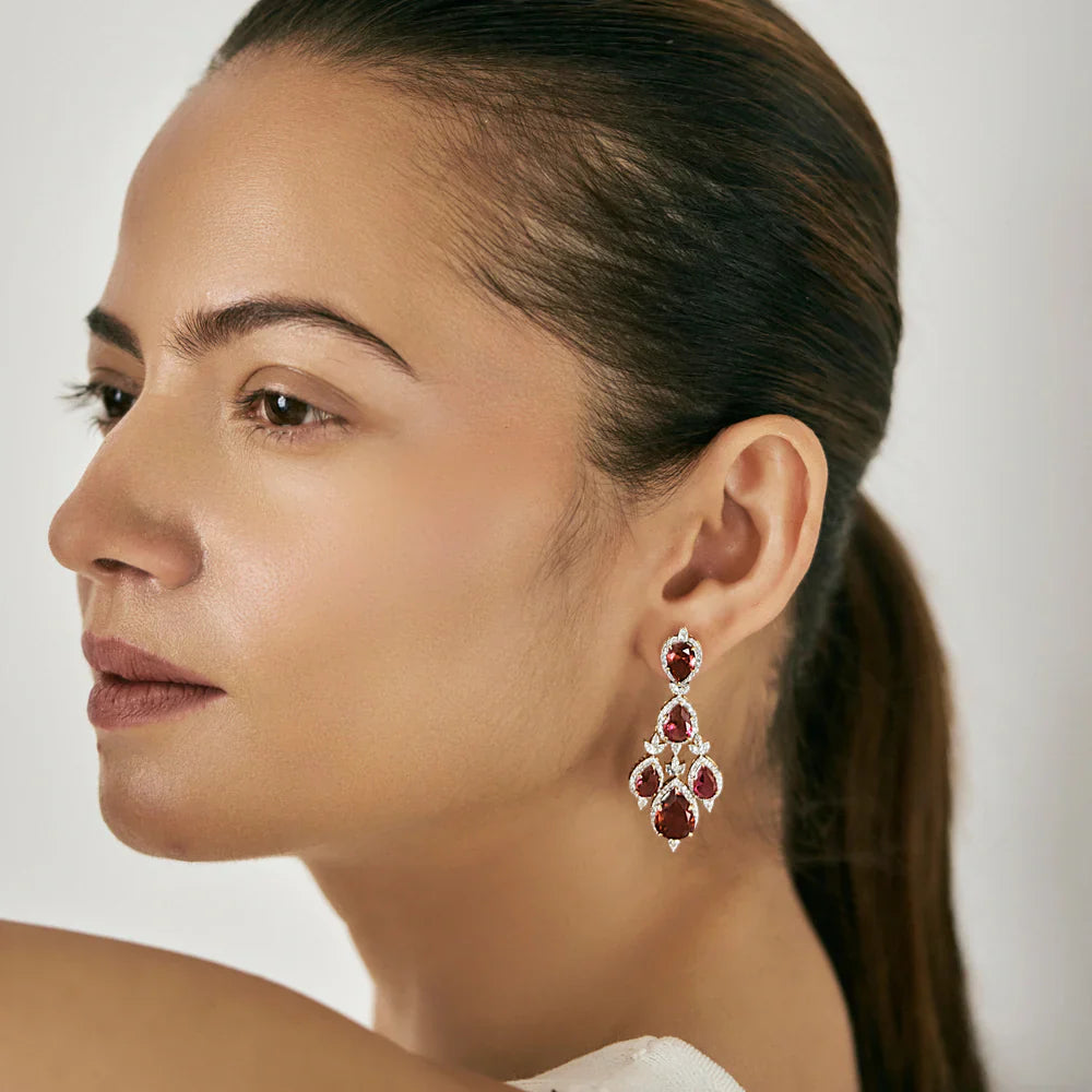 Ruby Pear Lab Diamond Dangle Earrings_in_stock
