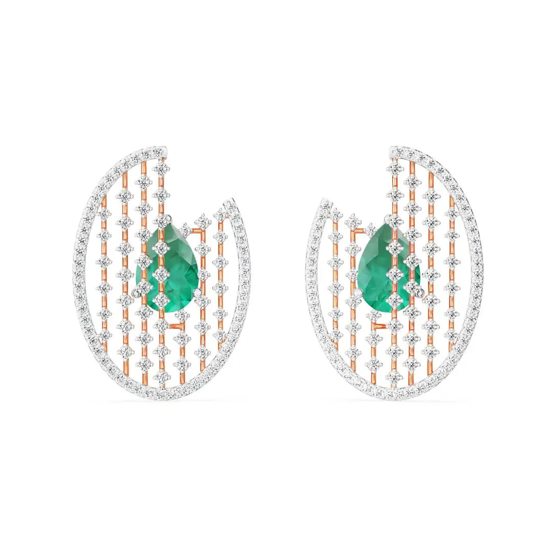 Glamorous Emerald Diamond Earrings