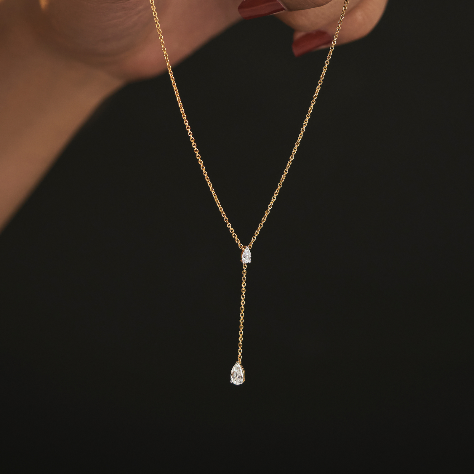 Pear Drop Diamond Necklace_in_stock