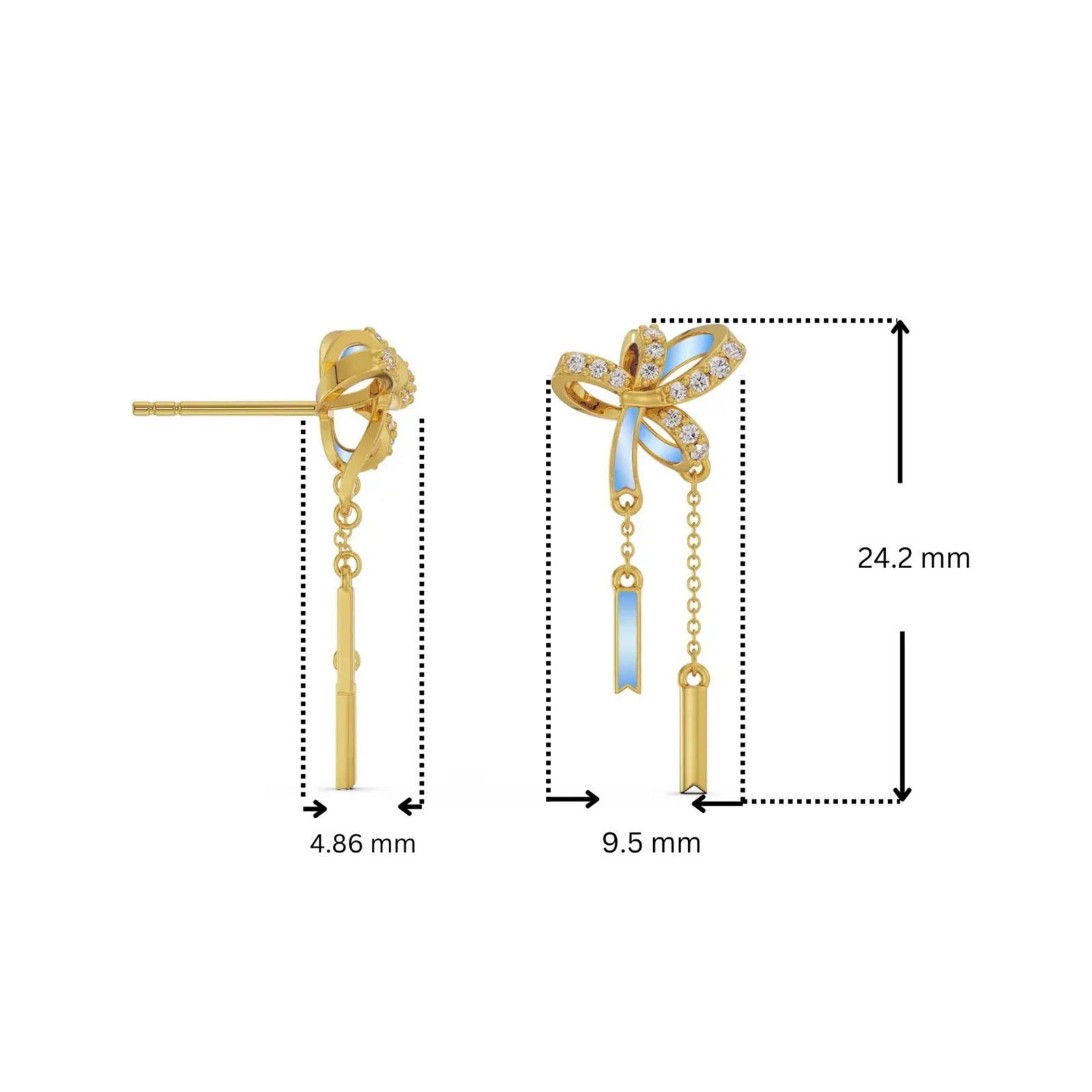 Charming Bow Tassel Lab Grown Diamond Earrings_in-stock