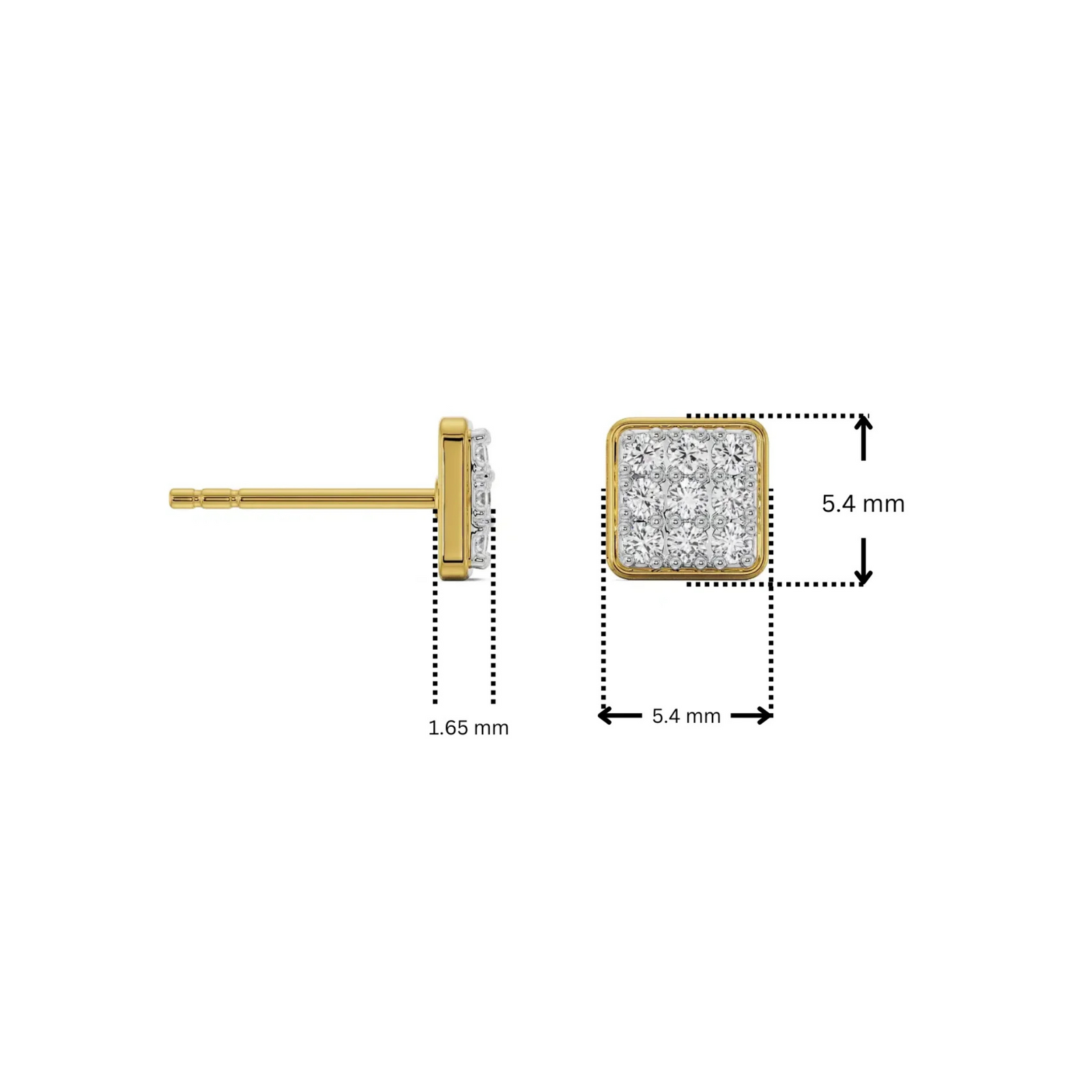 Square Lab Grown Diamond Cluster Earrings