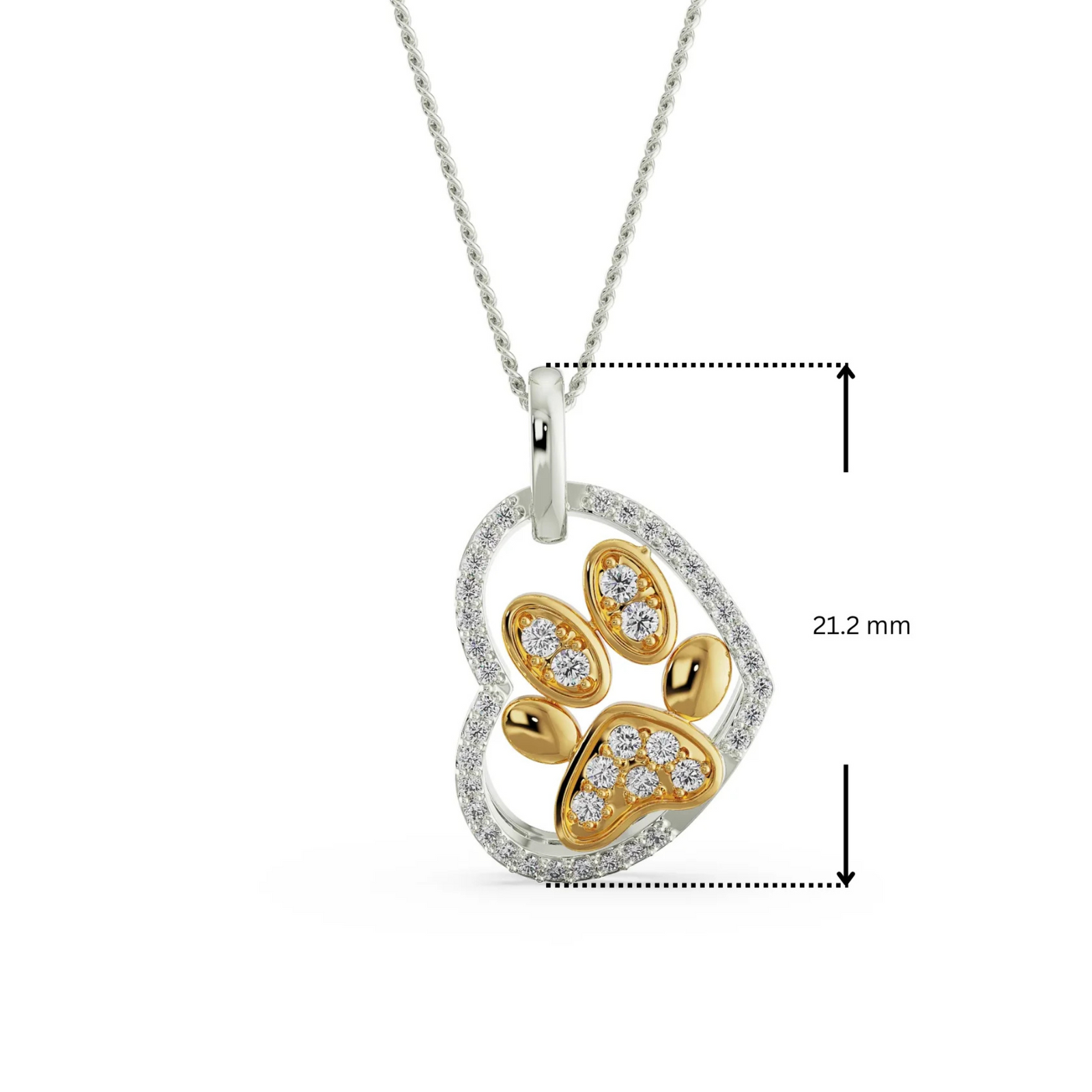 Dimension Guide for Lab-Grown Diamond Dog Paw Pendant